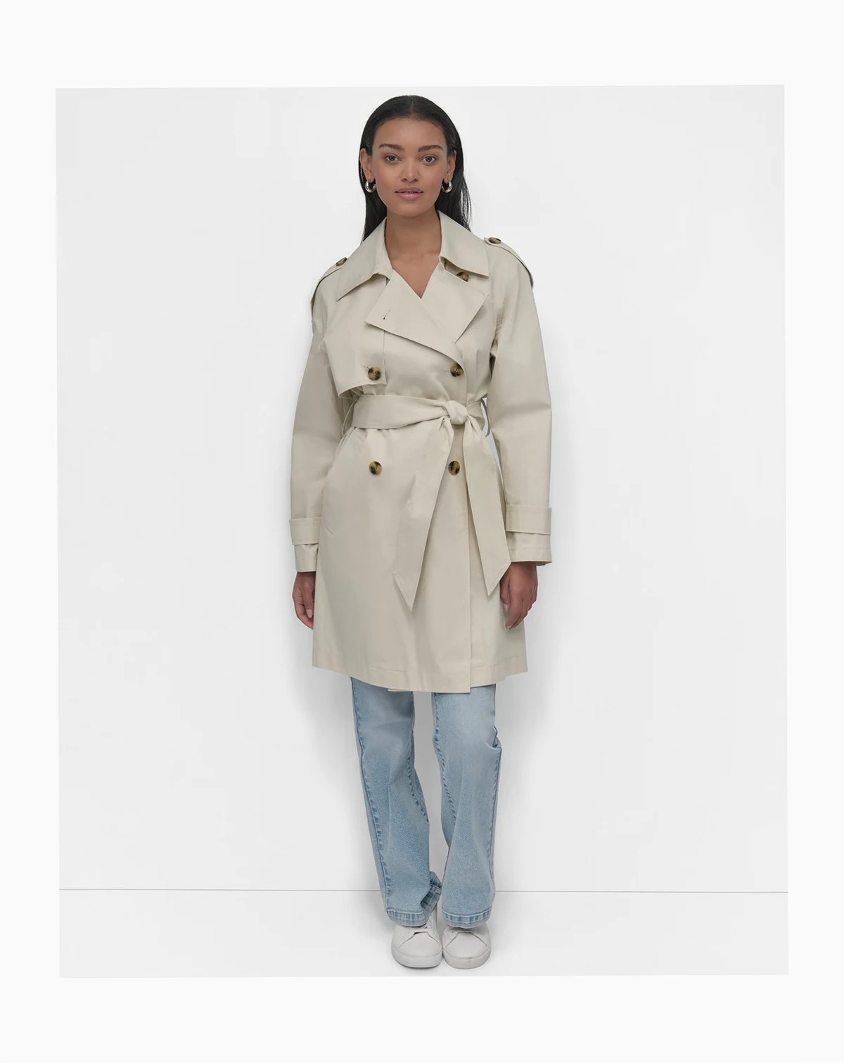 Women's Raglan Sleeve Double Breasted Trench Coat