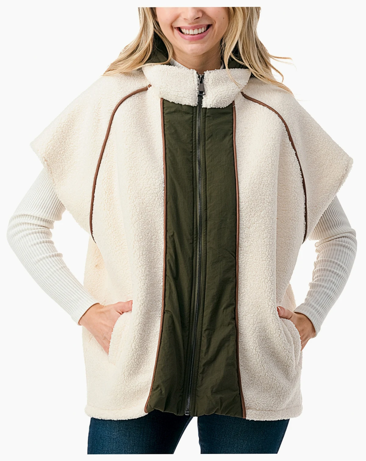 Women's Quilted Long Zipper Front Vest with Hood