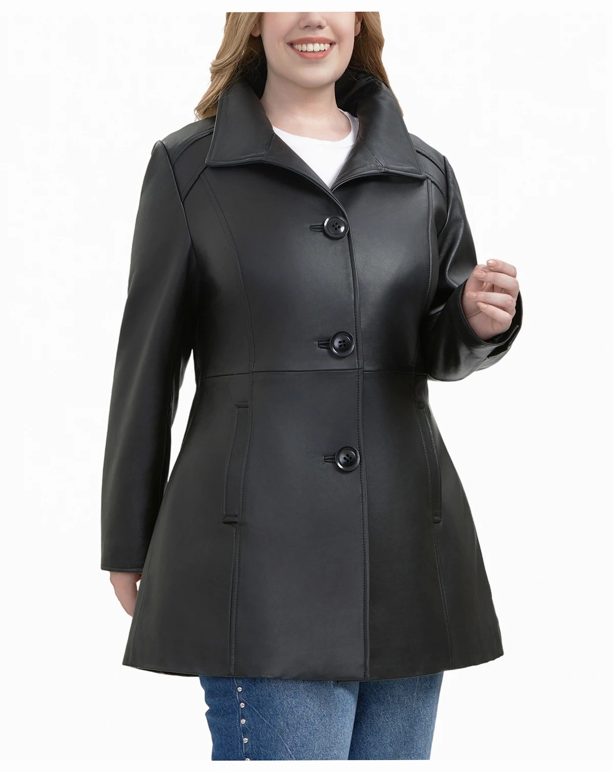 Plus Size Sarai Leather Coat