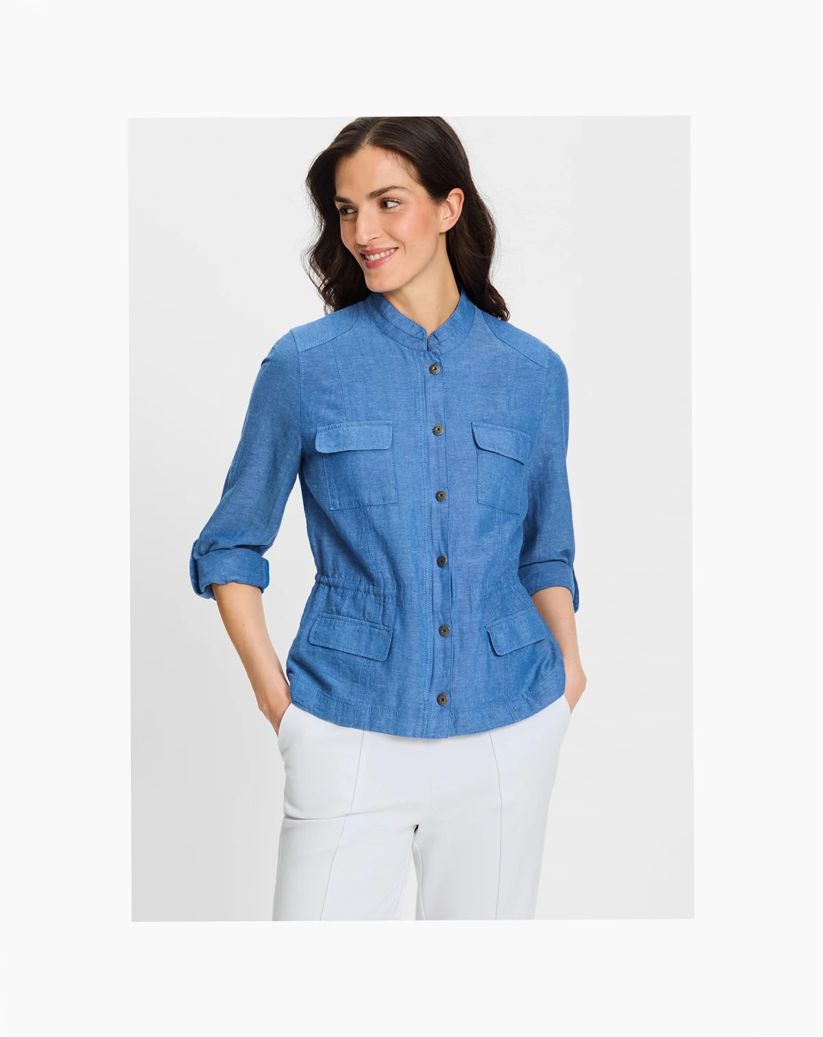 Women's Collarless Safari Jacket