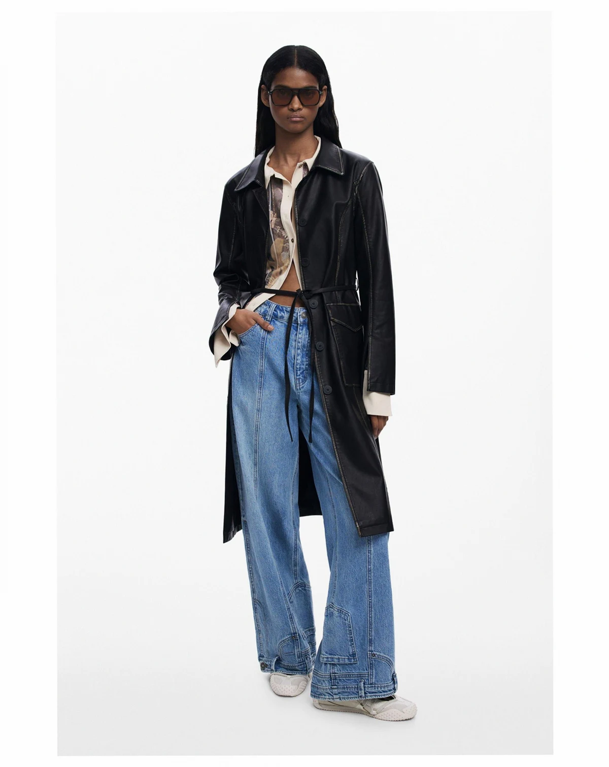 Women's Long faux leather jacket