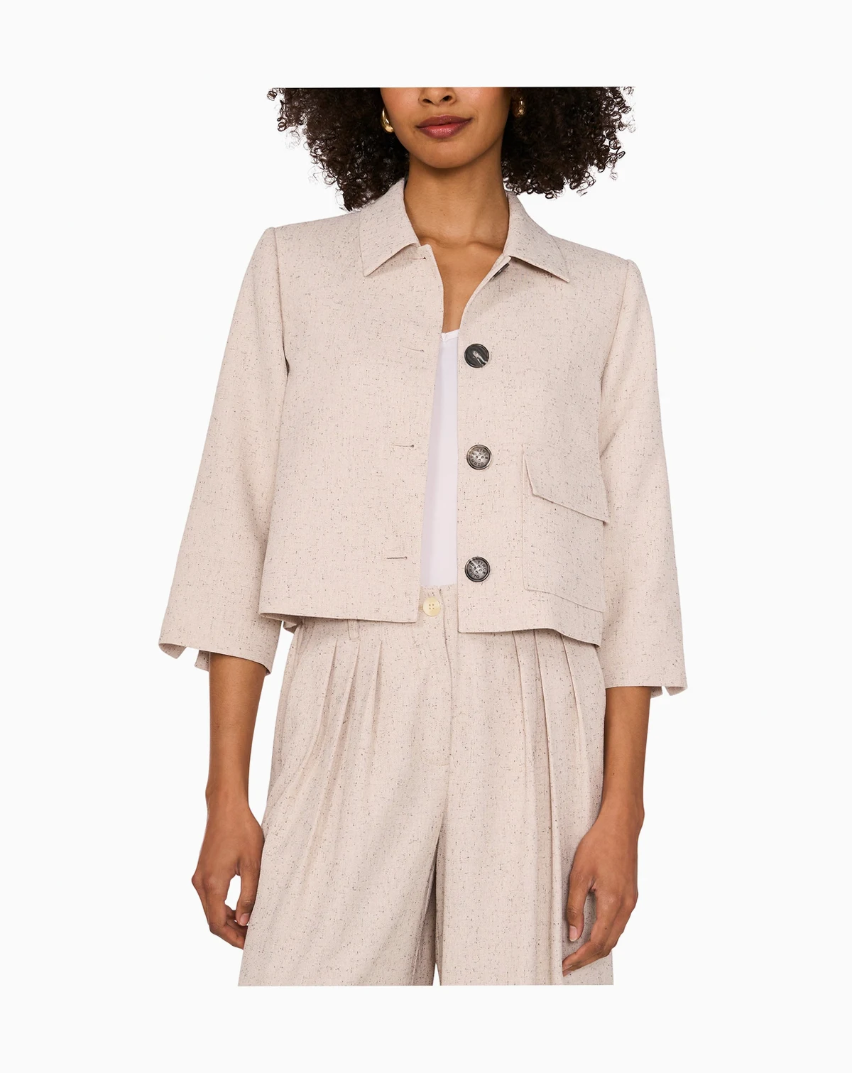 Women's Button-Front 3/4-Sleeve Jacket