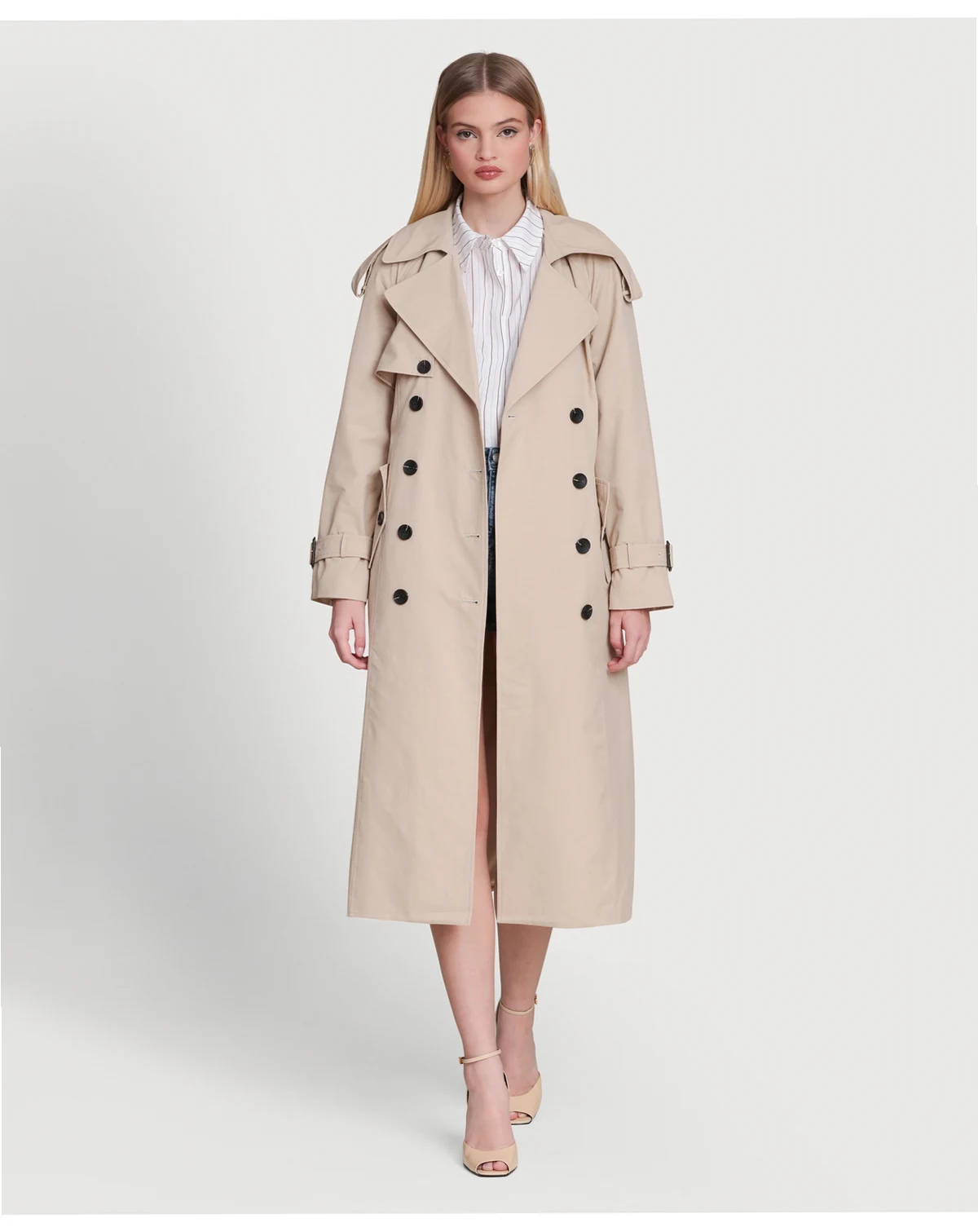 Women's Double Breasted Maxi Trench Coat