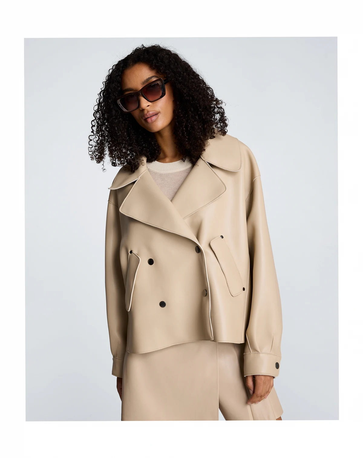 Women's Notch Collar Short Trench Jacket