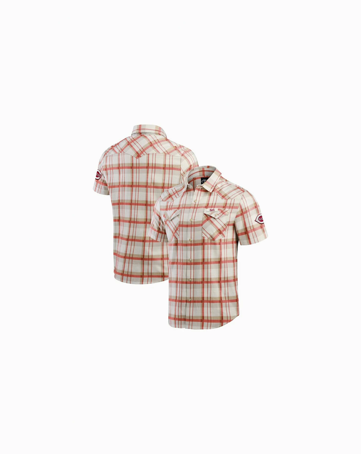Men's Red Cincinnati Reds Plaid Full-Snap Shirt