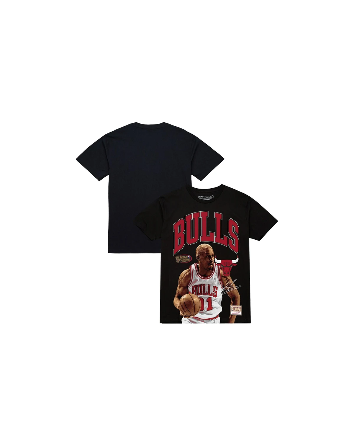 Men's Dennis Rodman Black Chicago Bulls Hardwood Classics Player Arch T-Shirt