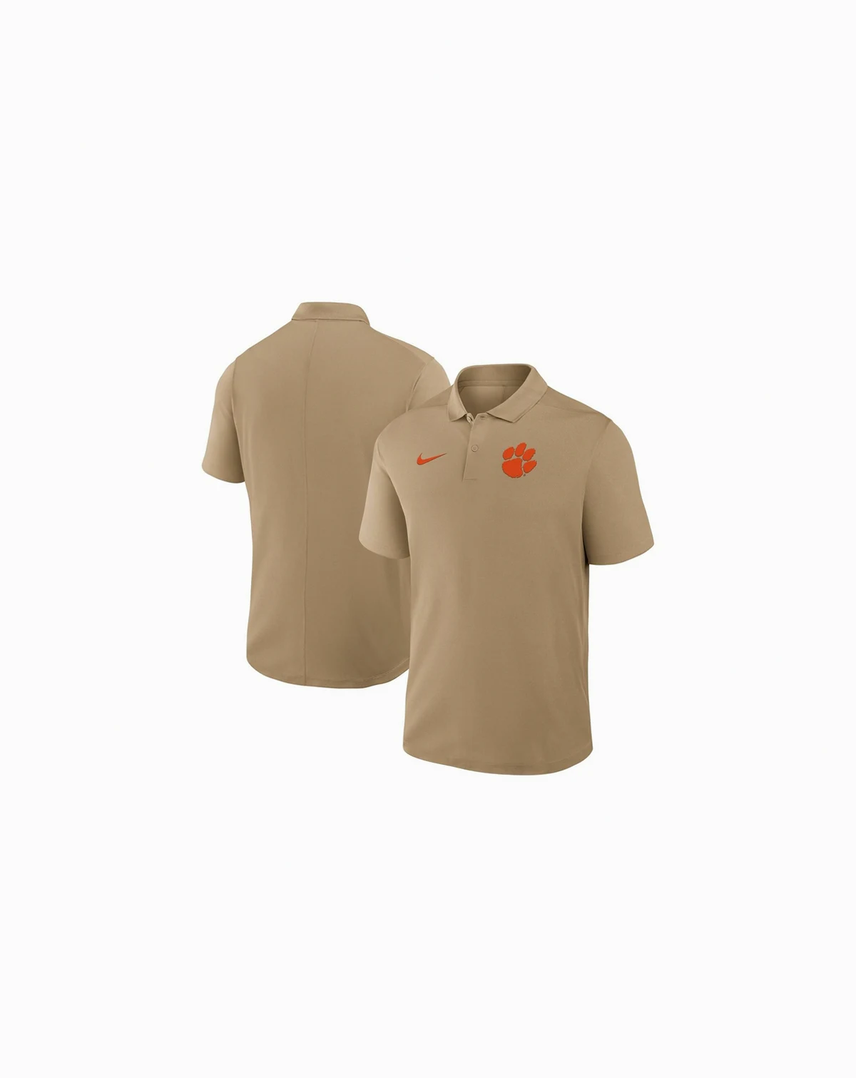 Men's Tan Clemson Tigers Primetime Victory Primary Logo Performance Polo Shirt