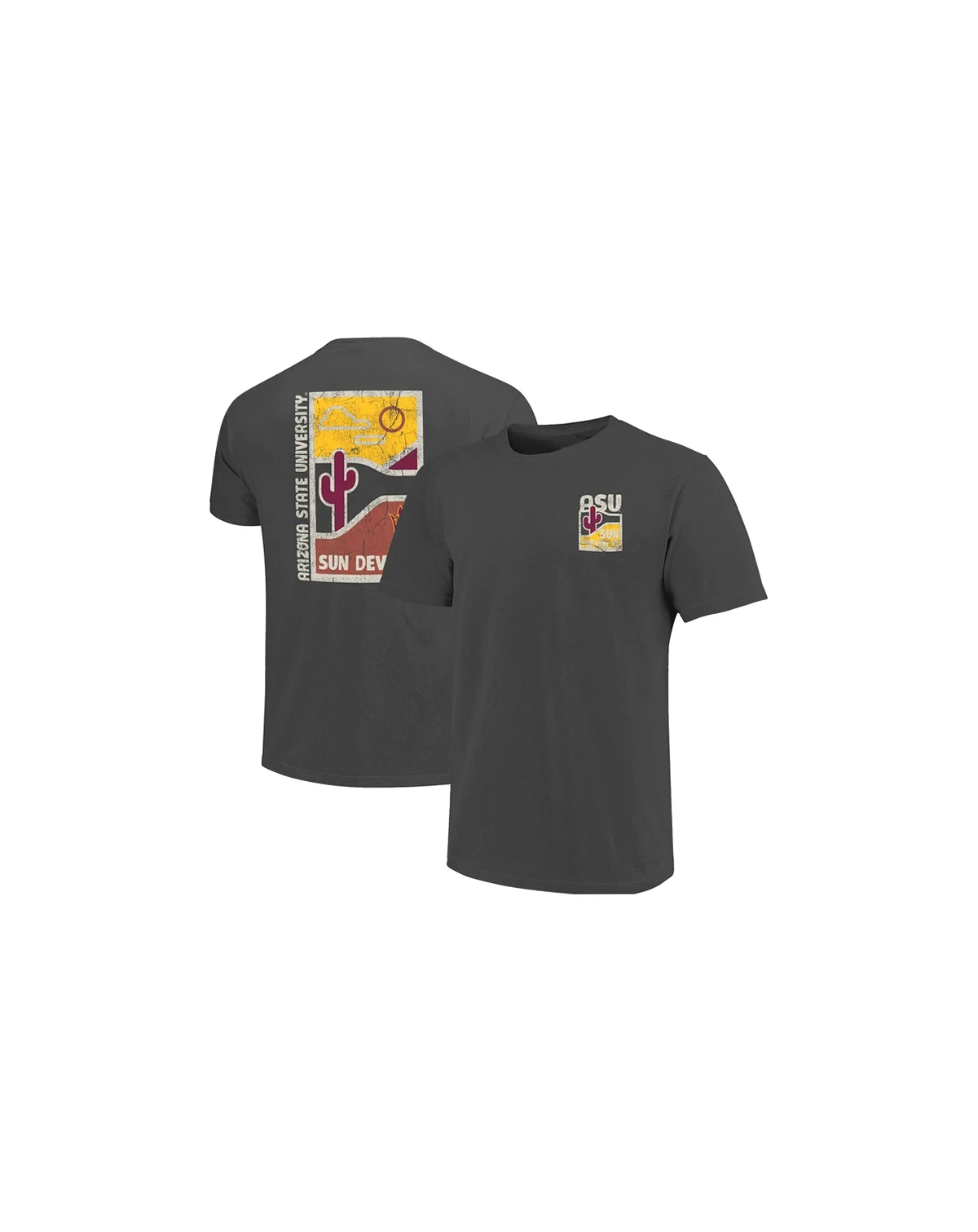 Men's Graphite Arizona State Sun Devils Comfort Colors Minimal Vista Distressed Graphics T-Shirt