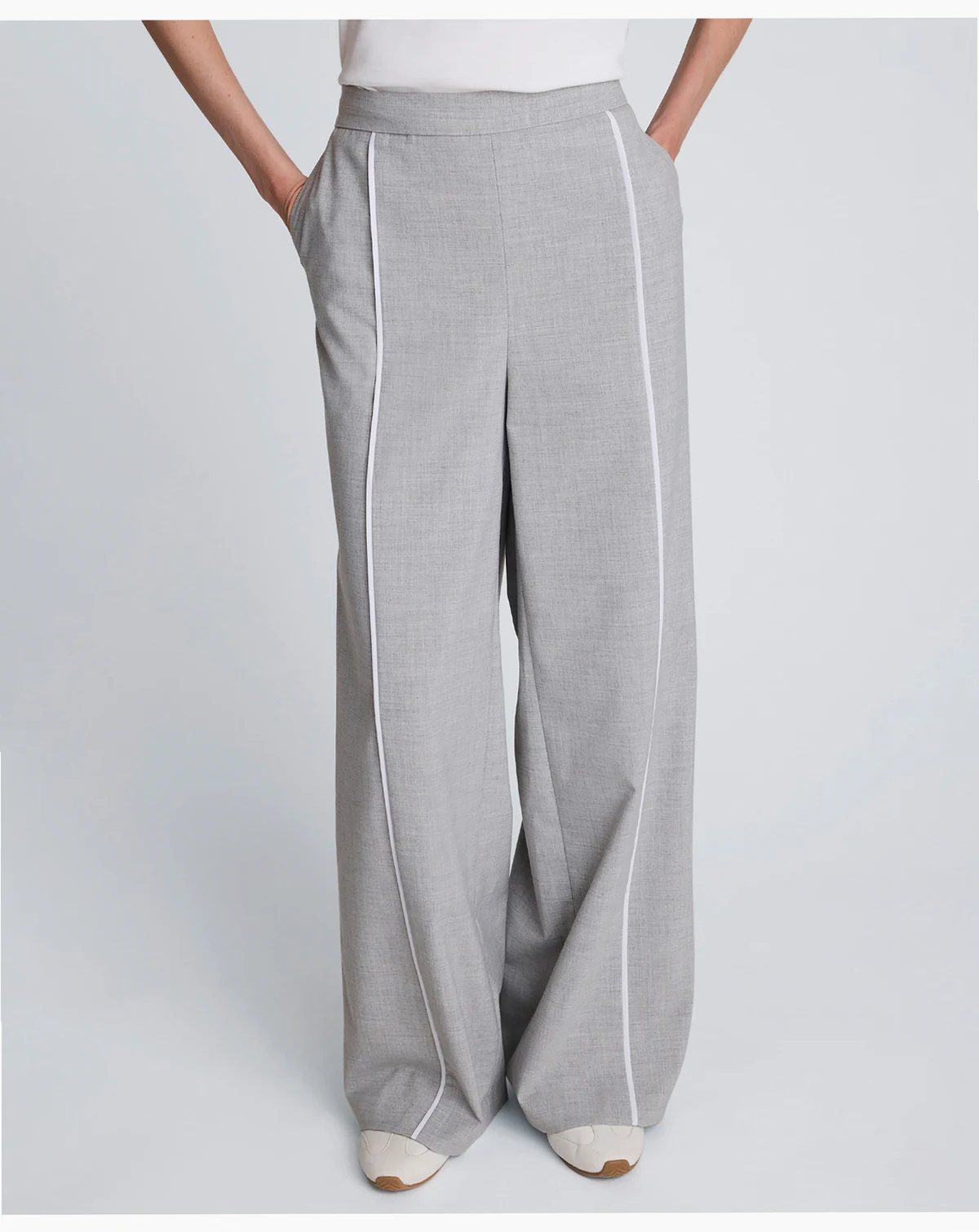 Women's Piping Detail Wide-Leg Pants