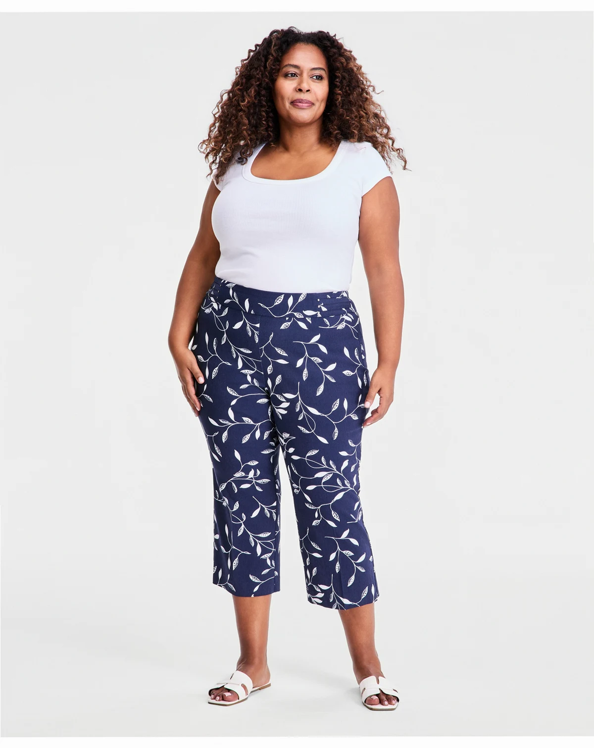Plus Size Winding Leaves Rivet Capri Pants, Macy's Exclusive