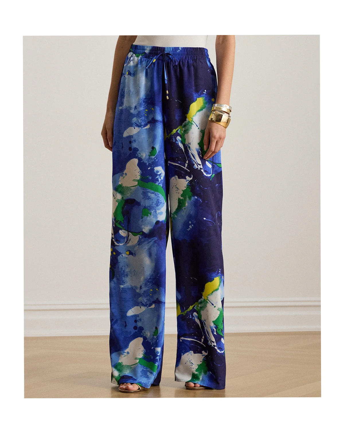Plus Size Abstract-Print Crepe Wide-Leg Pants