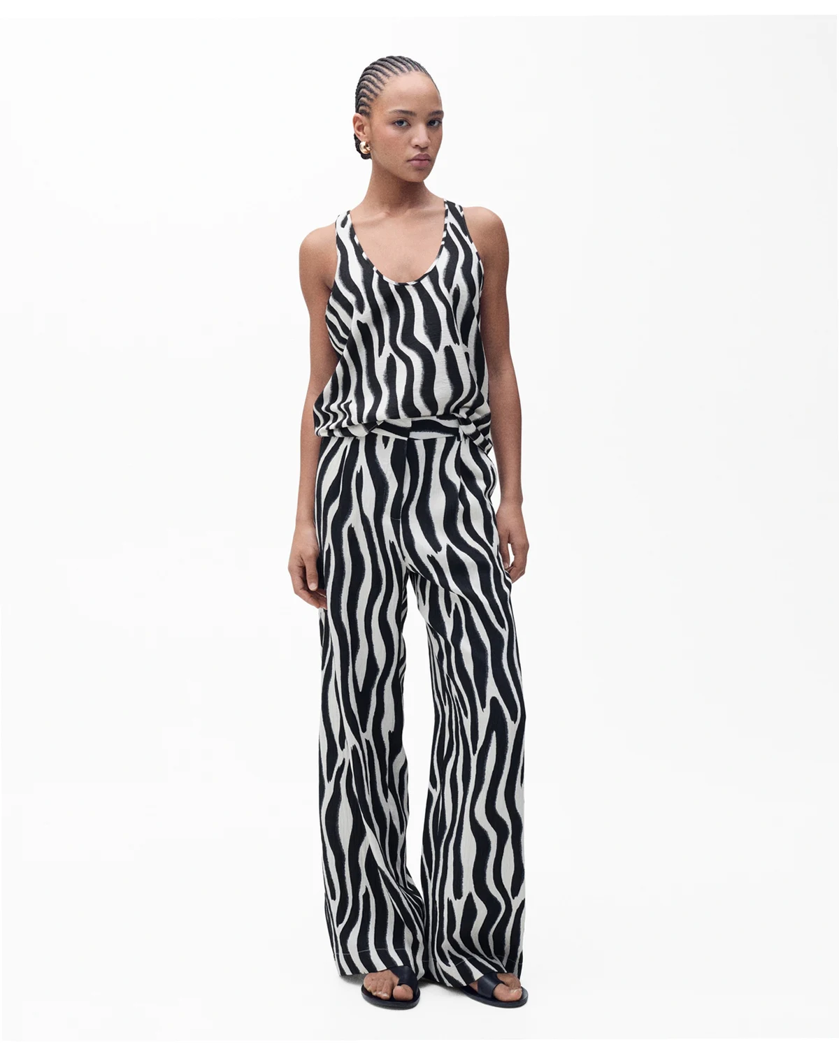 Women's Zebra Print Straight Trousers