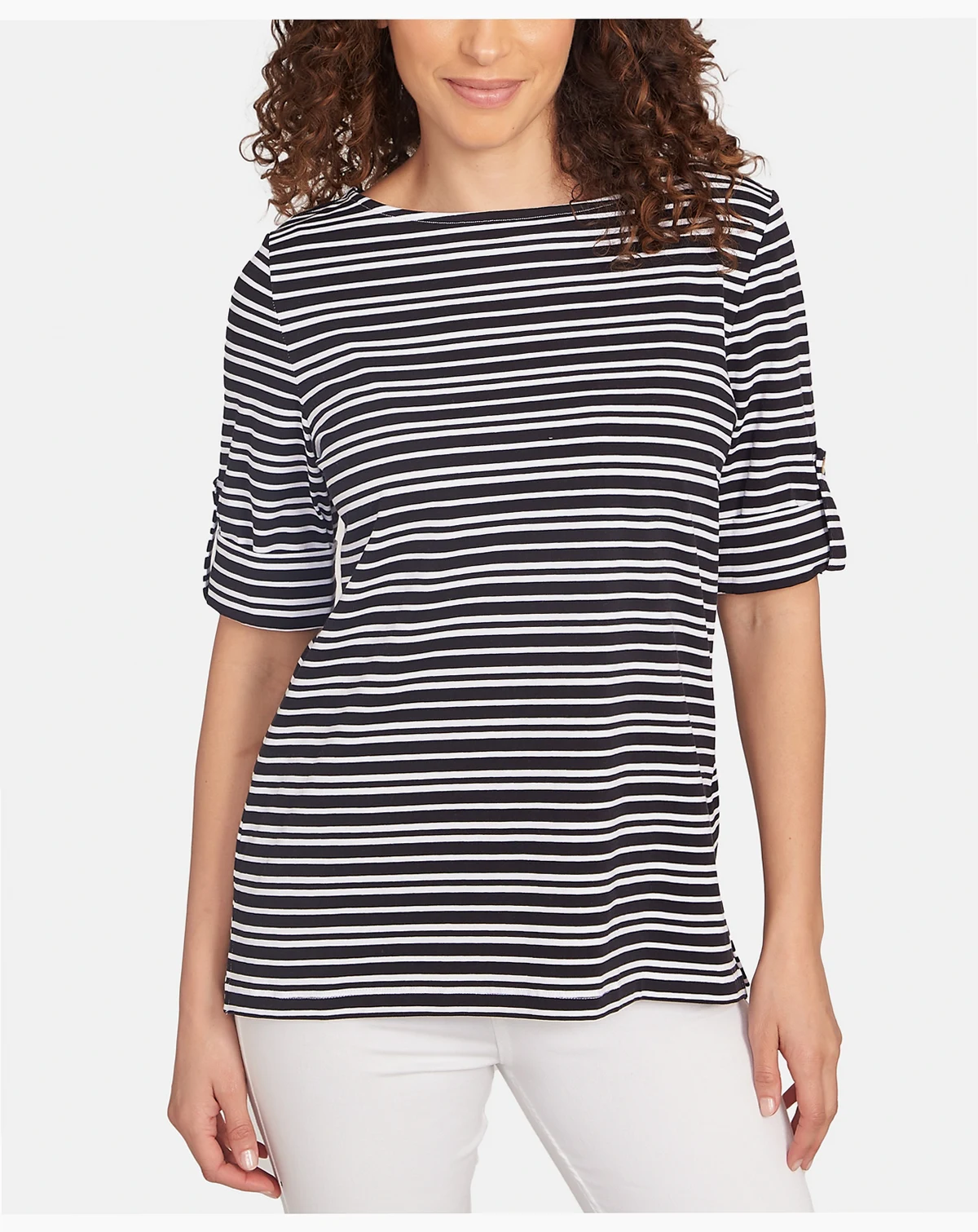 Petite Variegated Stripe Knit T Shirt