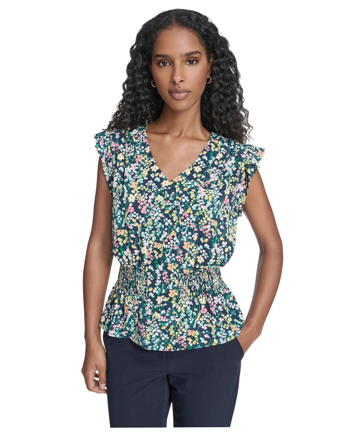 Women's Floral Smocked Peplum Top