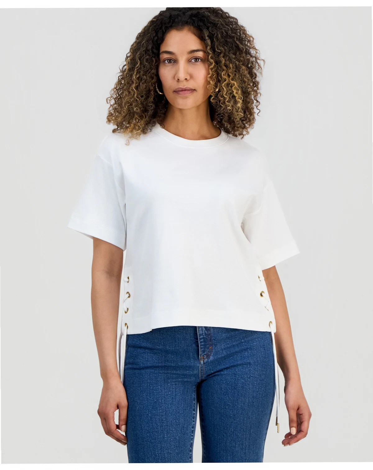 Petite Lace-Up T-Shirt, Macy's Exclusive