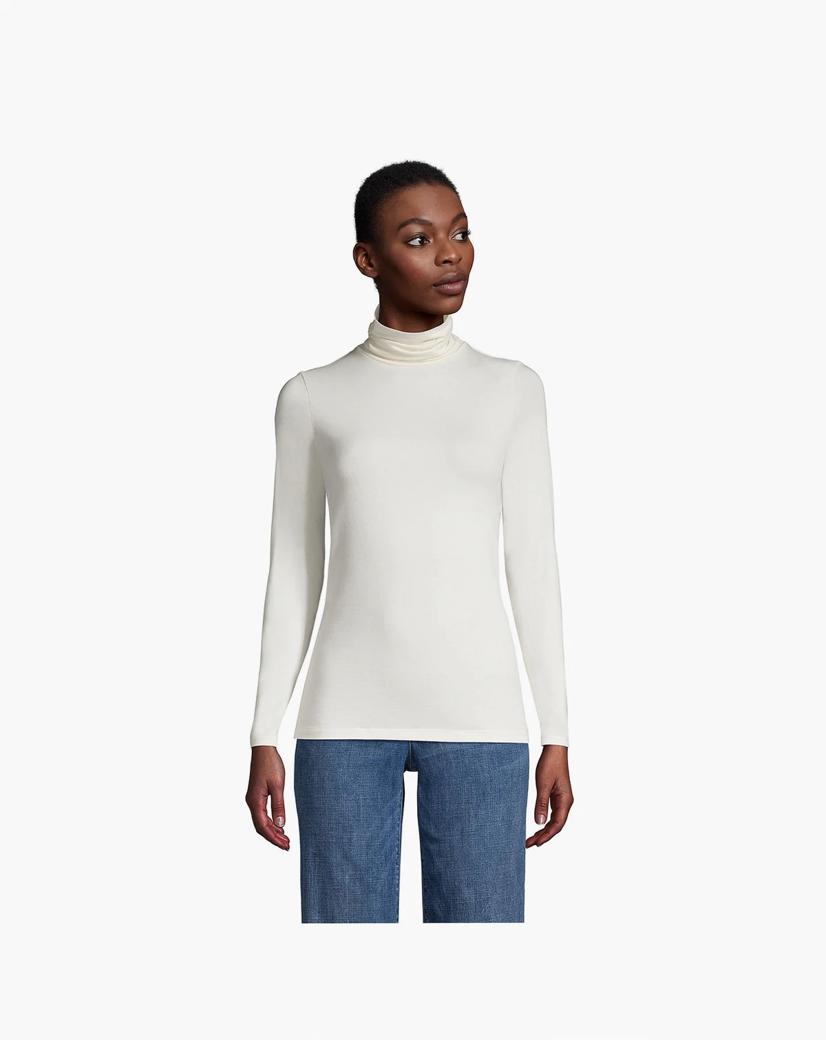 Women's Lightweight Jersey Long Sleeve Turtleneck T-shirt