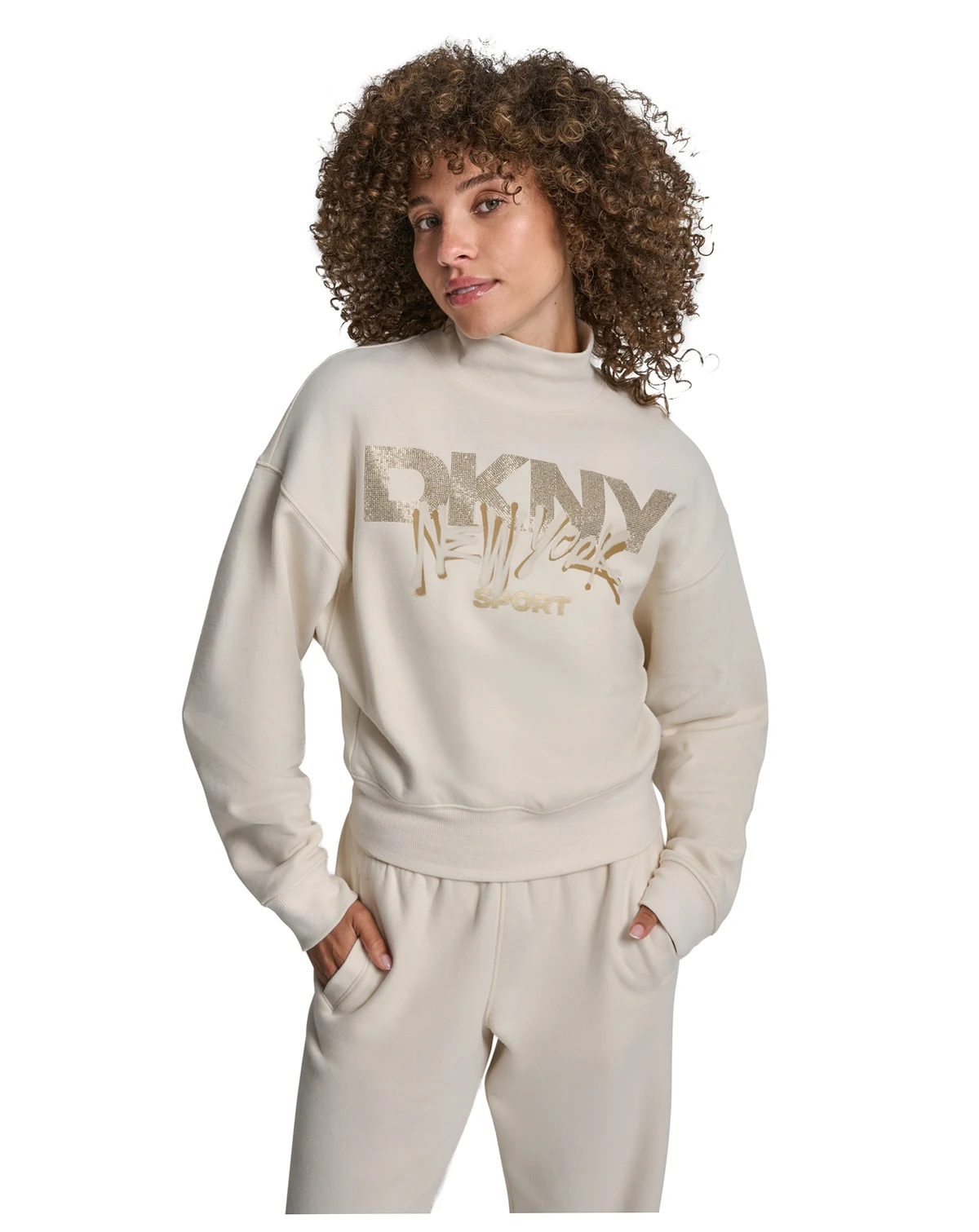 Women's Graffiti New York Logo Oversized Mock Neck Sweatshirt