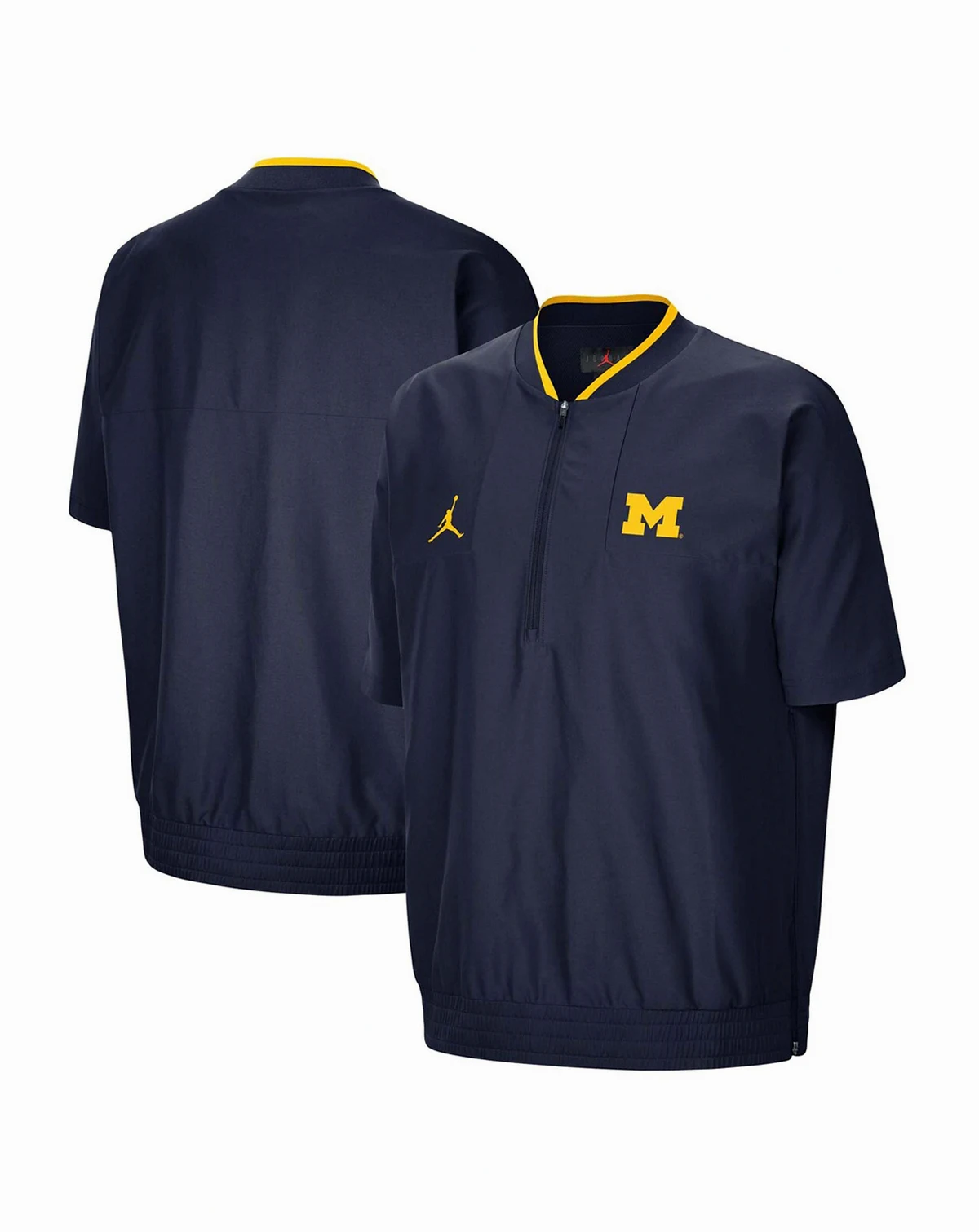 Men's Navy Michigan Wolverines 2021 Coaches Short Sleeve Quarter-Zip Jacket