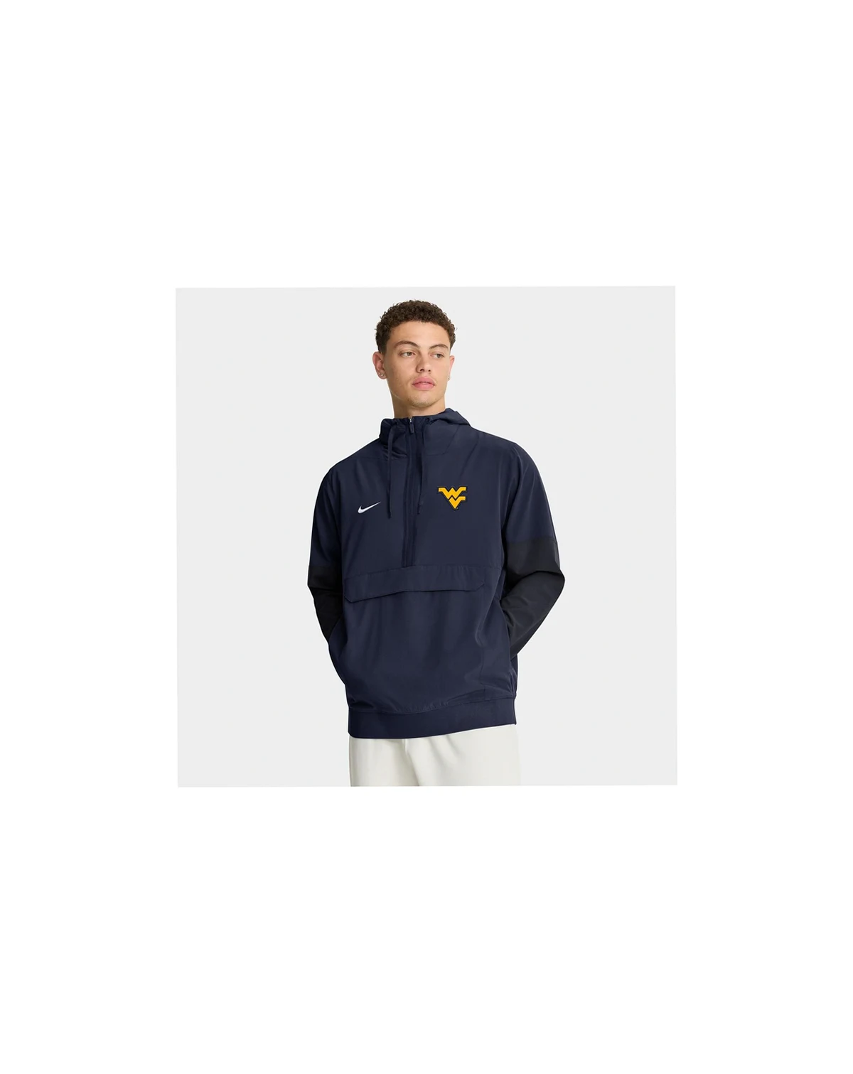 Men's Navy West Virginia Mountaineers Anorak Half-Zip Hoodie Jacket