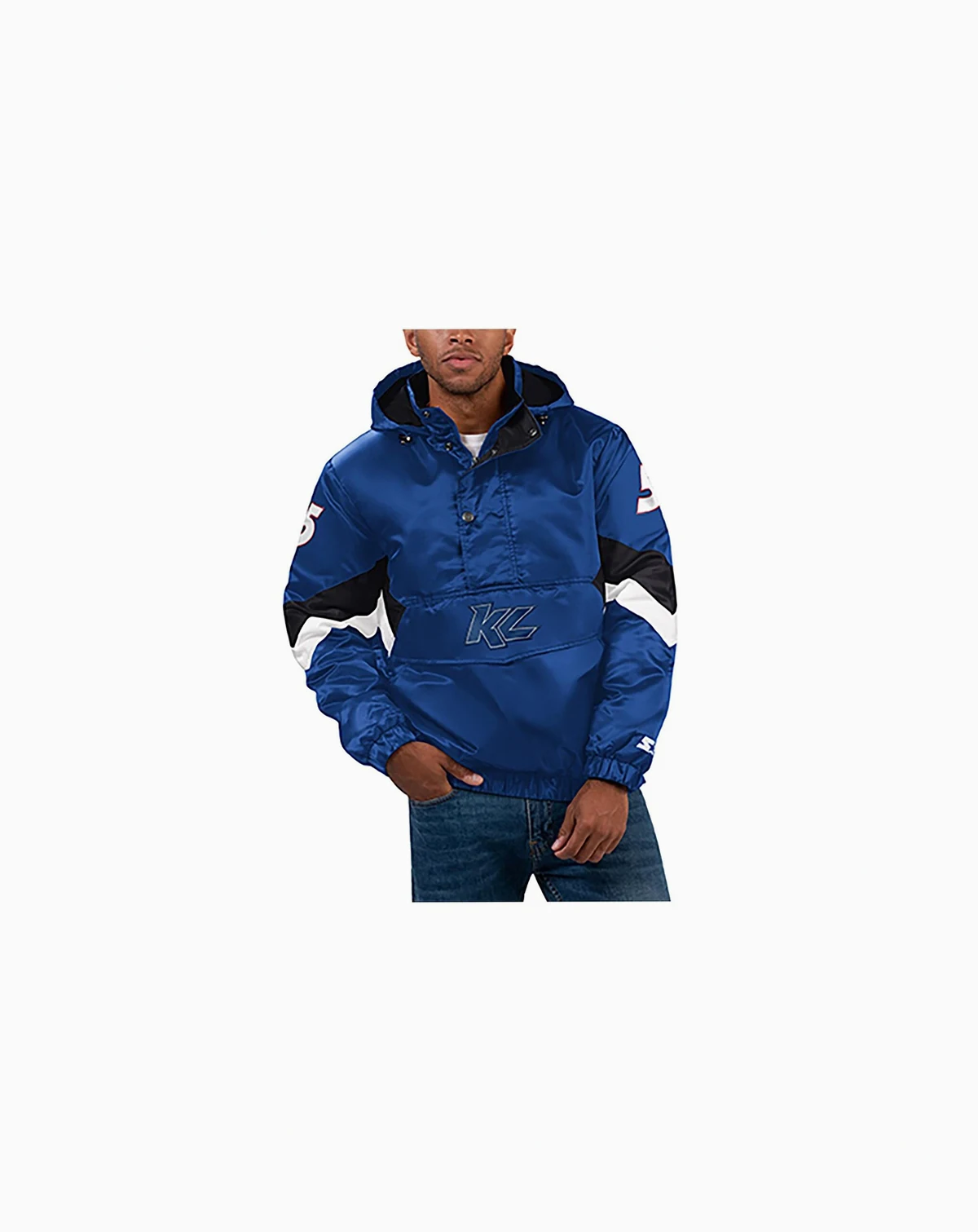 Men's Royal Kyle Larson Home Team Satin Half-Zip Hoodie Jacket
