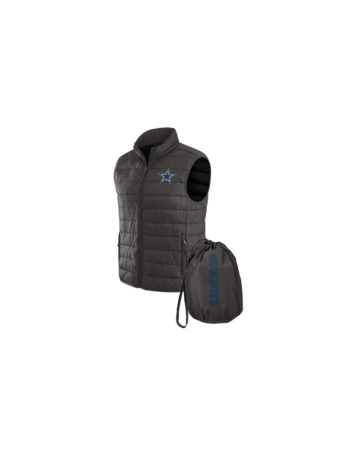 Darius Rucker Collection by x NFL Men's Gray Dallas Cowboys Packable Full-Zip Vest with Travel Bag