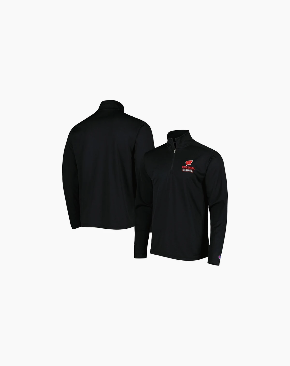 Men's Black Wisconsin Badgers Textured Quarter-Zip Jacket