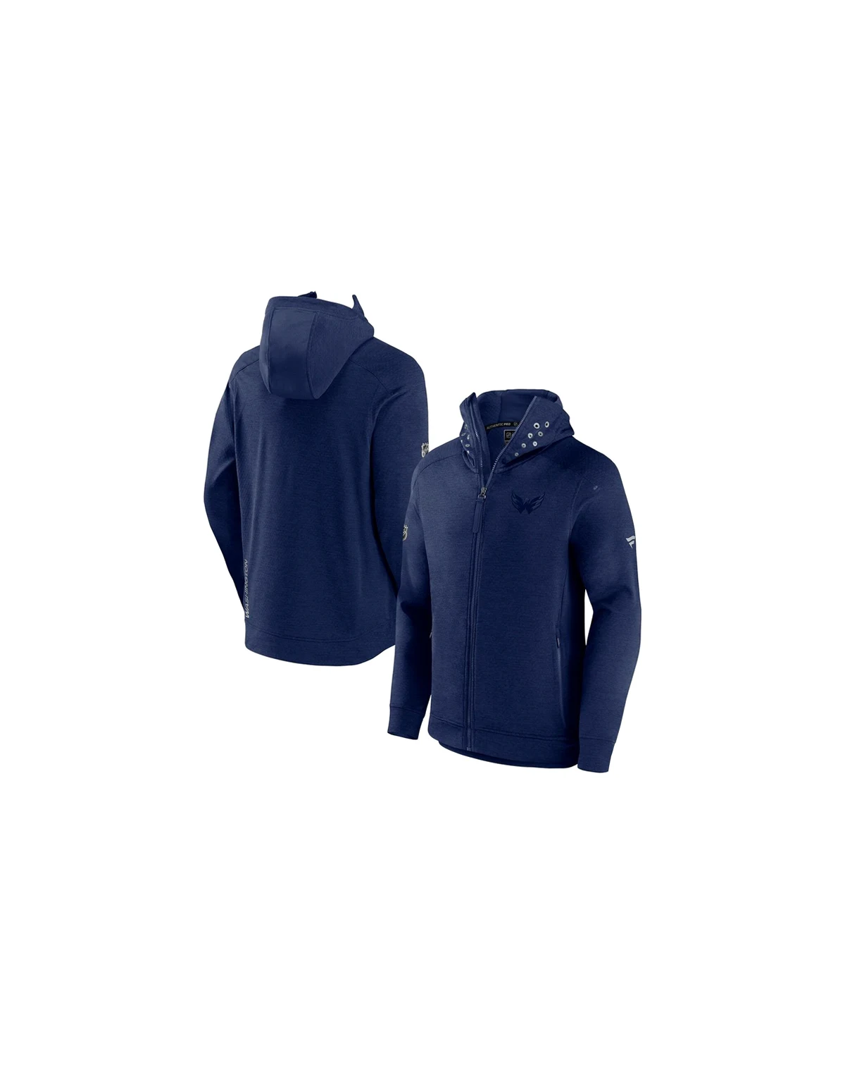 Men's Heather Navy Washington Capitals Authentic Pro Road Tech Full-Zip Hoodie Jacket