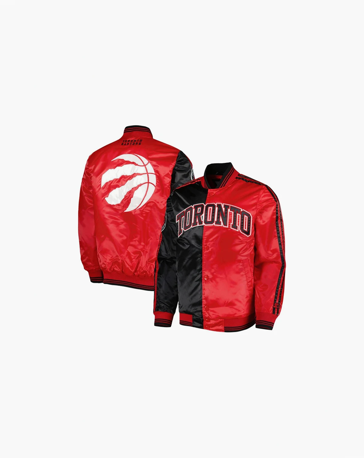 Men's Black, Red Toronto Raptors Fast Break Satin Full-Snap Jacket