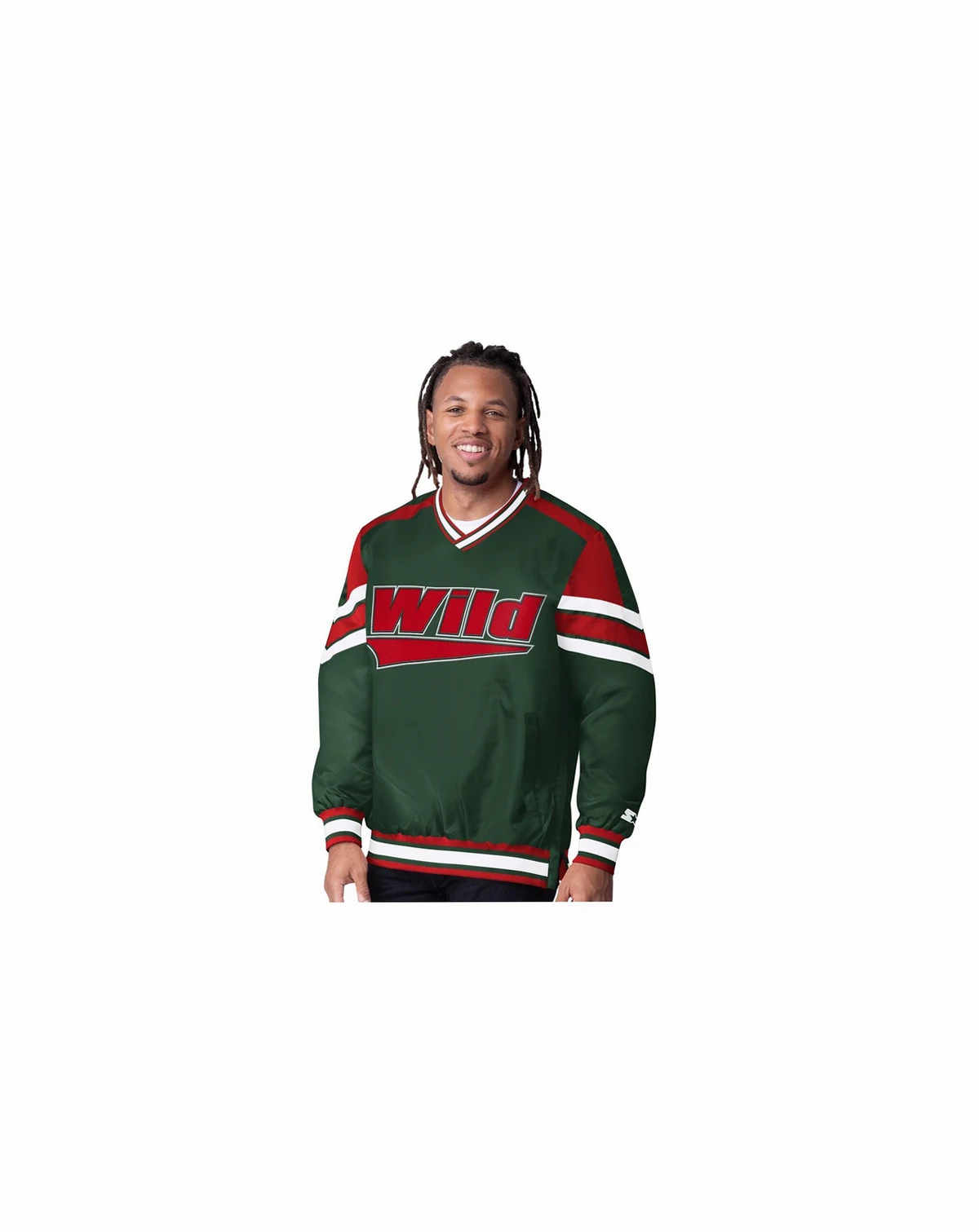 Men's Green Minnesota Wild Reliever V-Neck Pullover Jacket