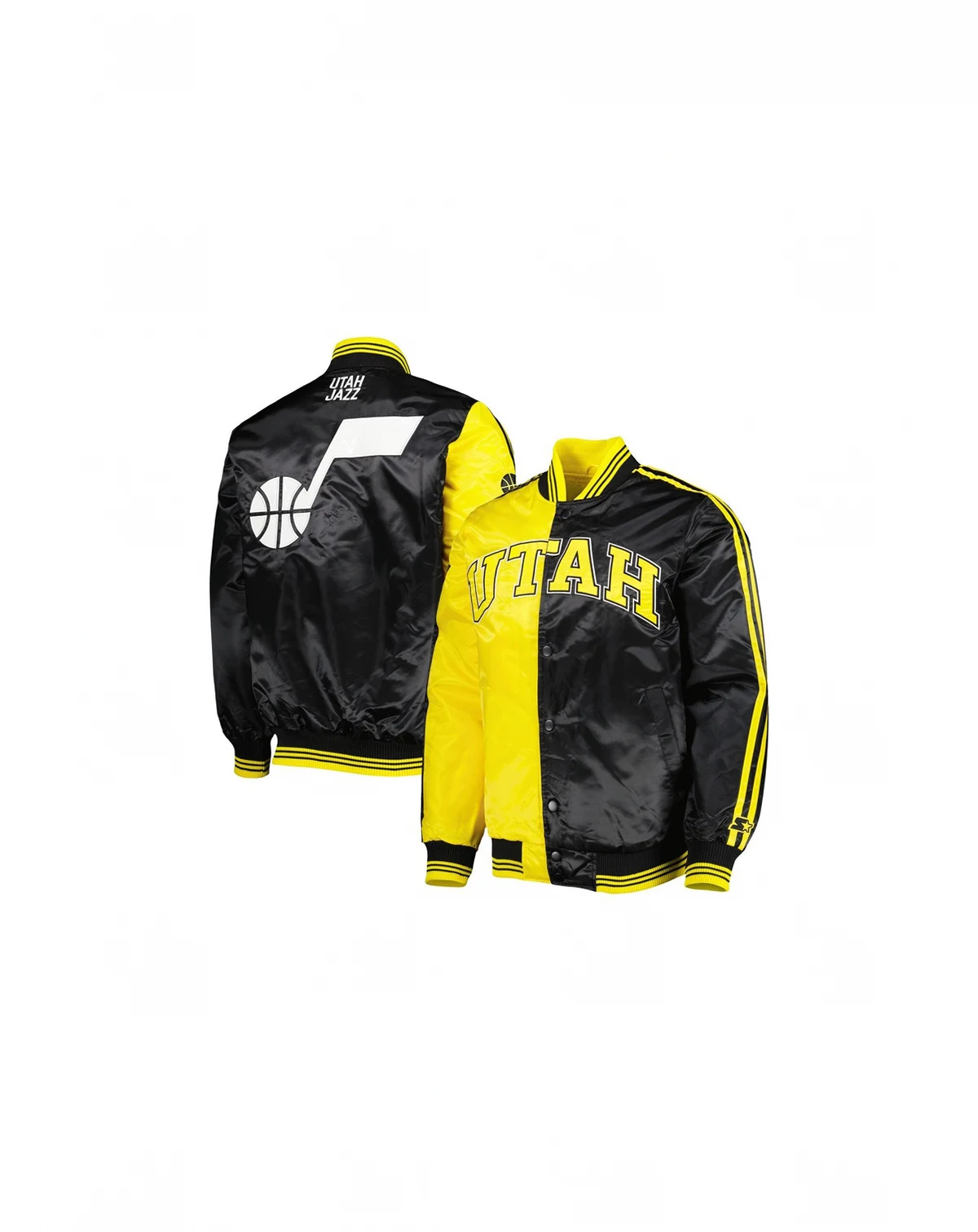 Men's Gold, Black Utah Jazz Fast Break Satin Full-Snap Jacket