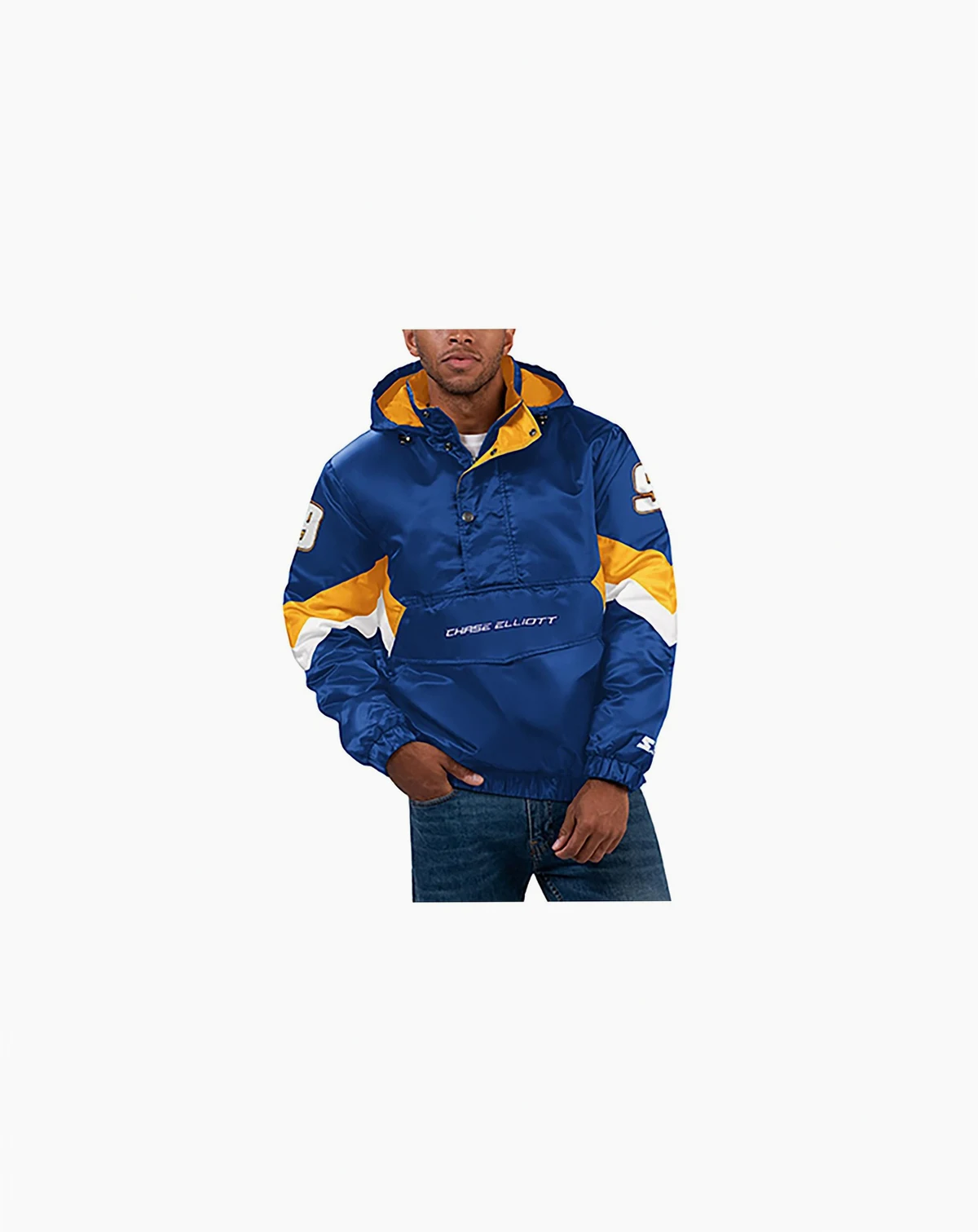 Men's Royal Chase Elliott Home Team Satin Half-Zip Hoodie Jacket