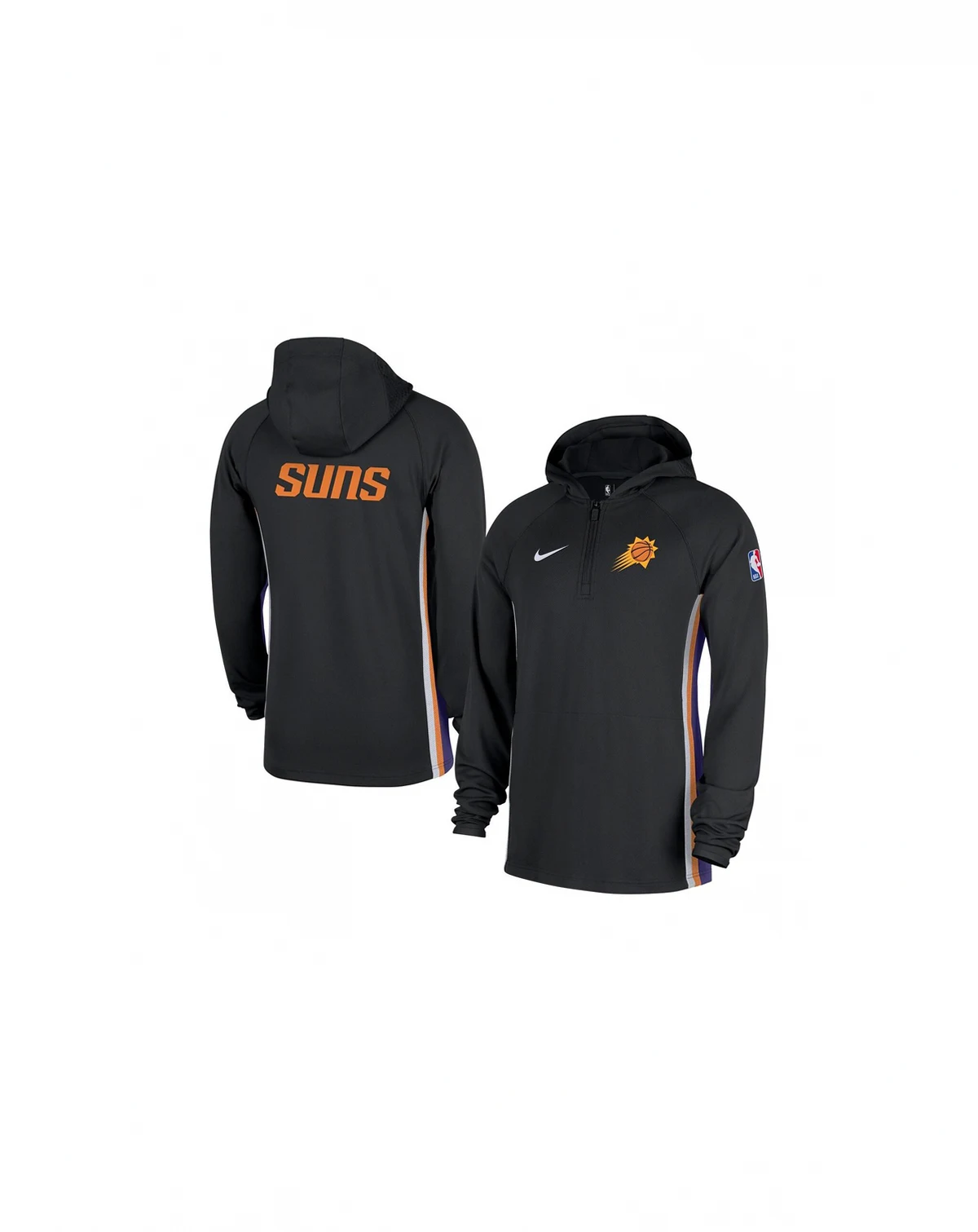 Men's Black Phoenix Suns Authentic On Court Zone Quarter-Zip Dri-FIT Hoodie Jacket