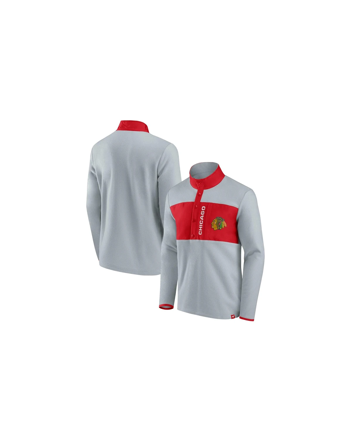 Men's Gray, Red Chicago Blackhawks Omni Polar Fleece Quarter-Snap Jacket