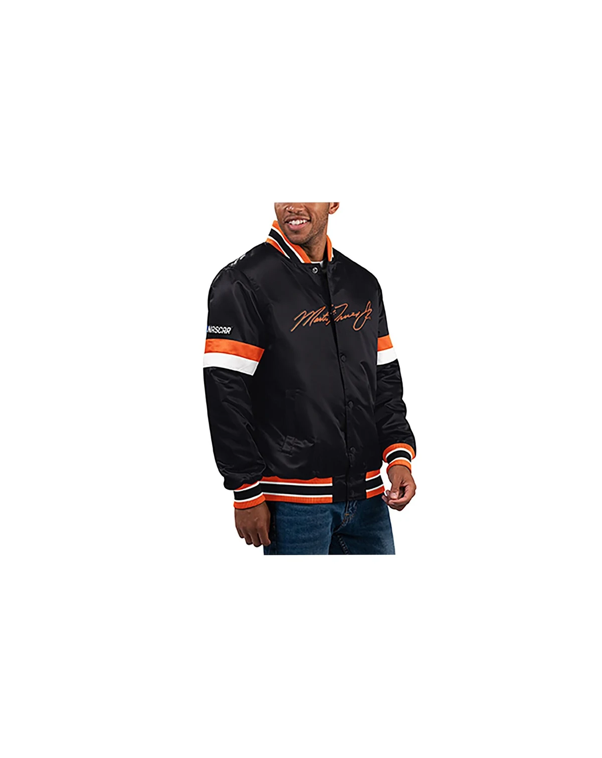 Men's Black Martin Truex Jr Home Game Full-Snap Varsity Jacket
