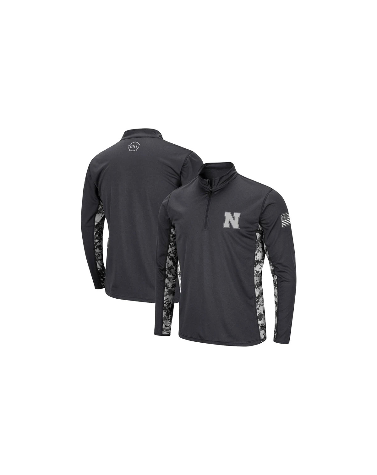 Men's Charcoal Nebraska Huskers OHT Military-Inspired Appreciation Digi Camo Quarter-Zip Jacket
