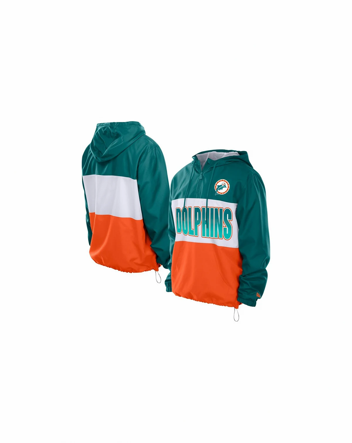 Men's Aqua Miami Dolphins Ripstop Quarter-Zip Hooded Windbreaker