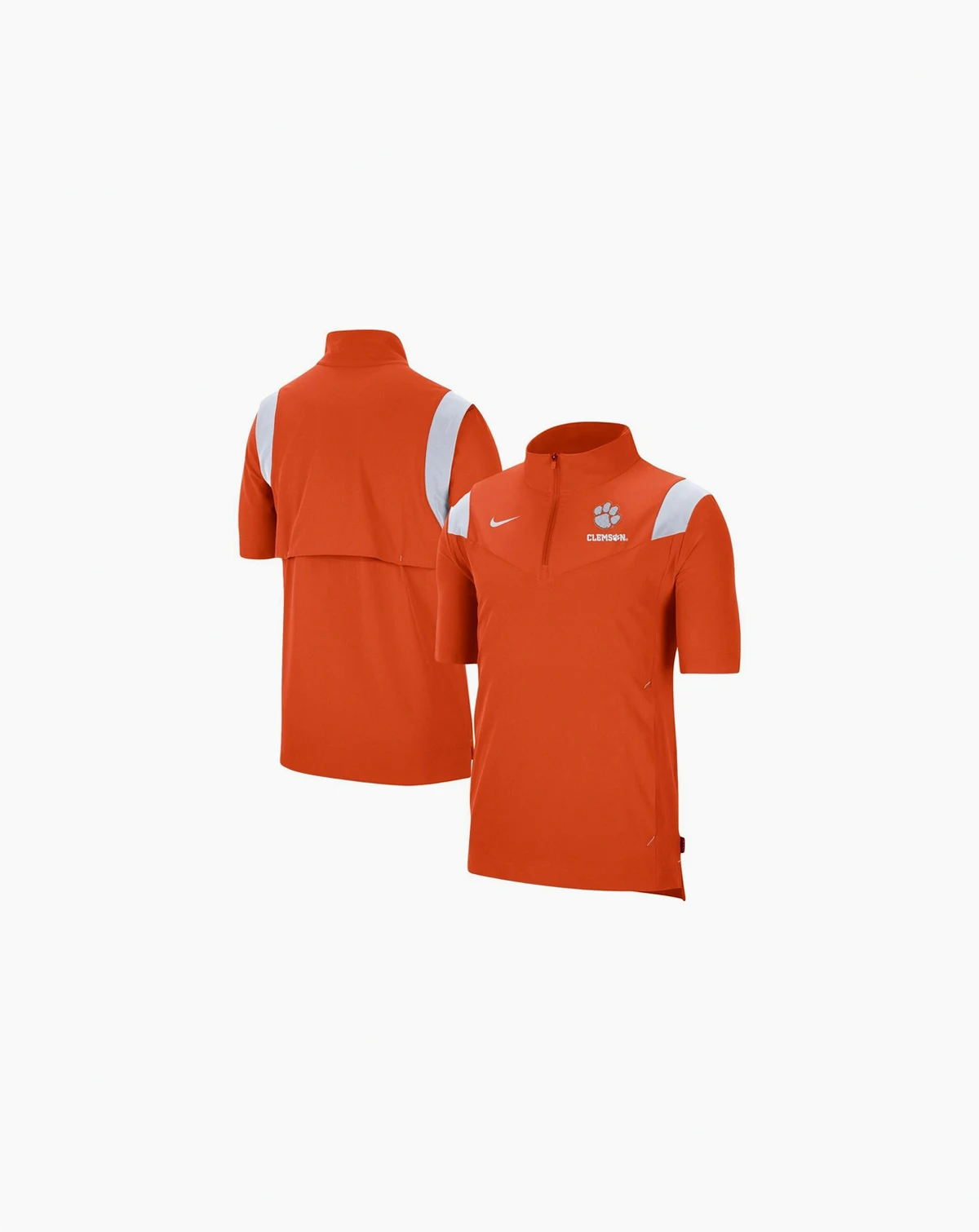 Men's Orange Clemson Tigers Coach Short Sleeve Quarter-Zip Jacket
