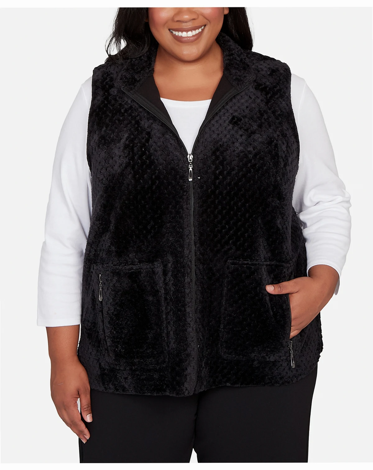Plus Size Barcelona Plush Fleece Lined Mock Neck Vest