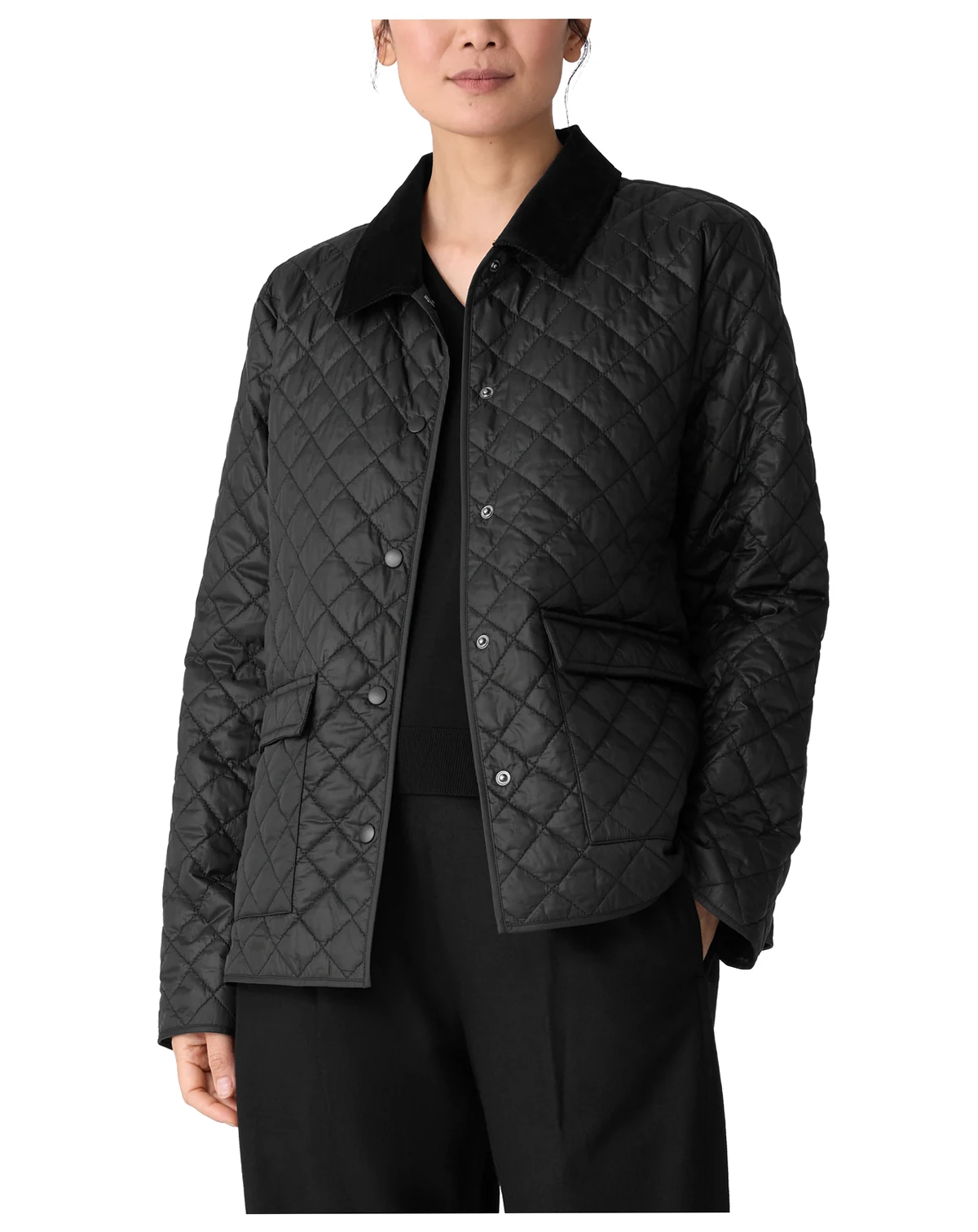 Petite Classic Collar Quilted Jacket
