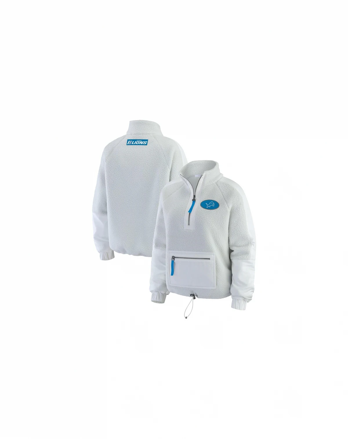Women's White Detroit Lions Polar Fleece Half-Zip Jacket
