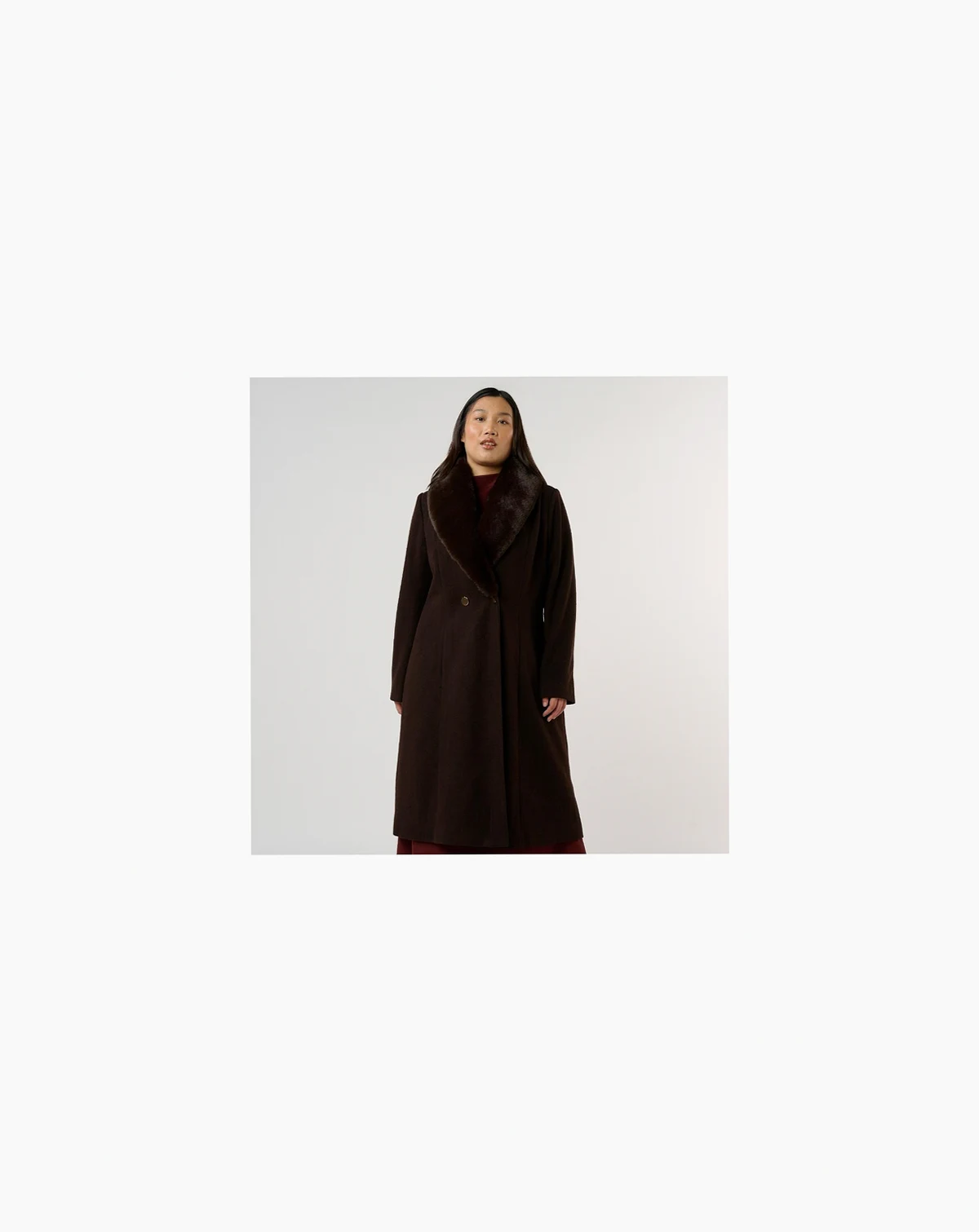 Plus Size Alastair Faux Fur Trim Full Length Coat