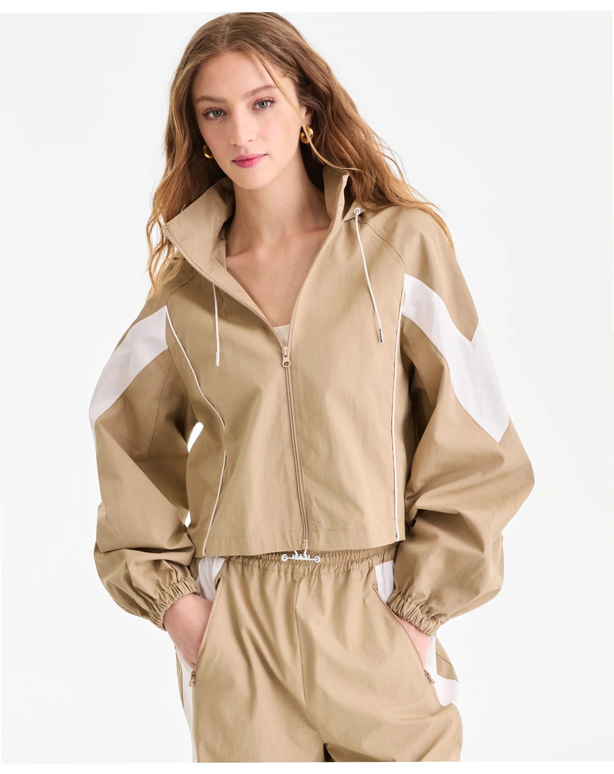 Women's Nylon Hooded Track Jacket, Macy's Exclusive