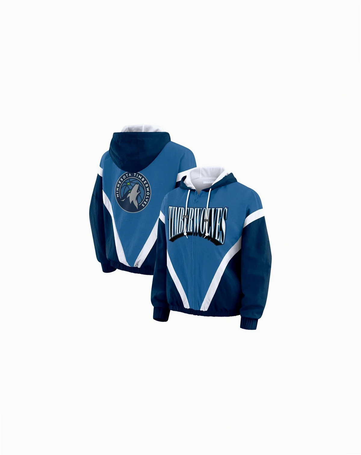 Women's Blue/Navy Minnesota Timberwolves Color-Block Full-Zip Windbreaker Jacket