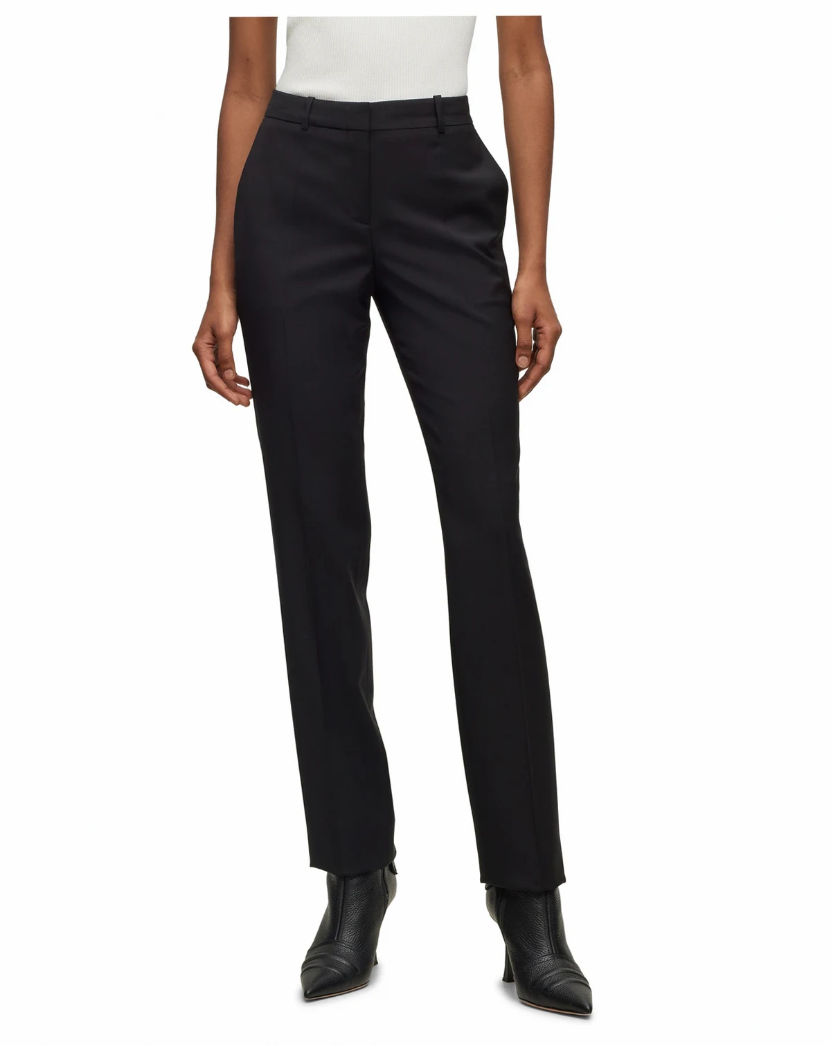 Women's Wool Regular-Fit High-Rise Pants