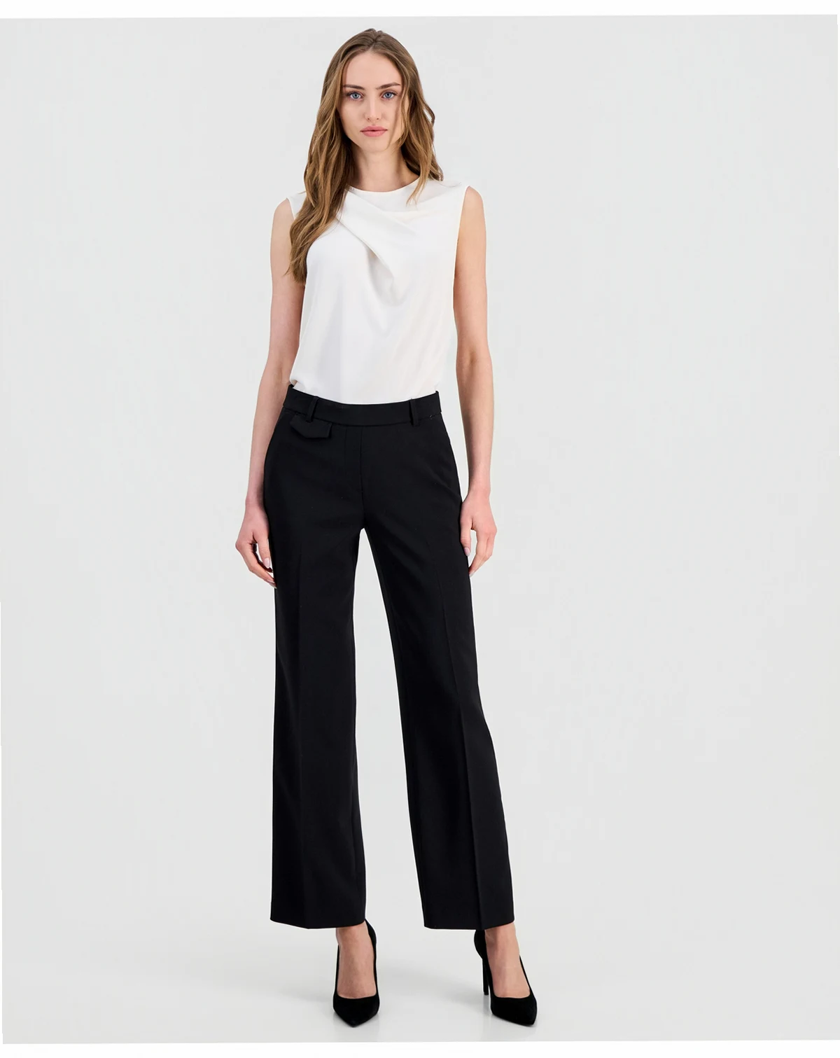 Petite Wide-Leg Pull-On Pants