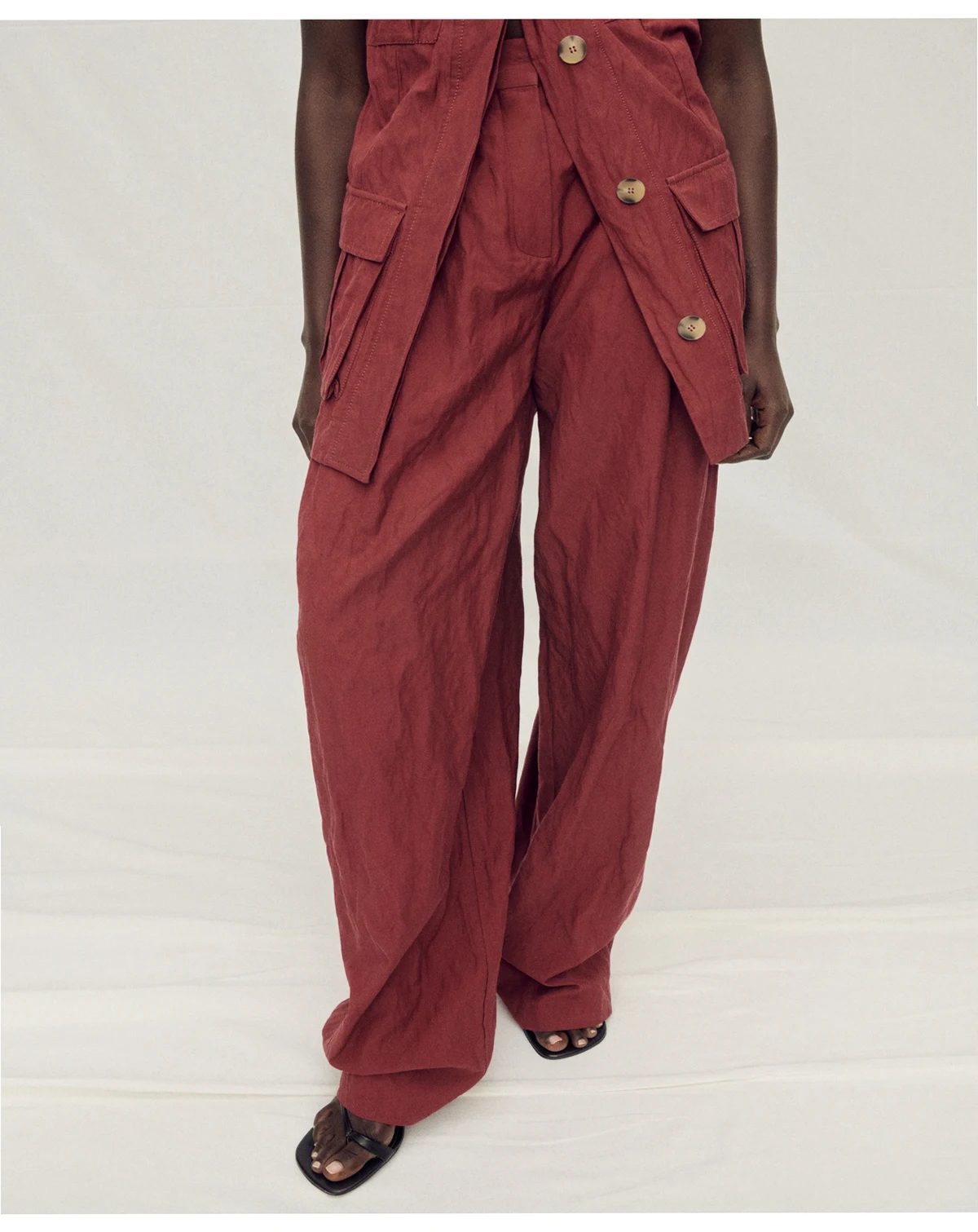 Women's Wide Leg Wrinkled Suit Pants