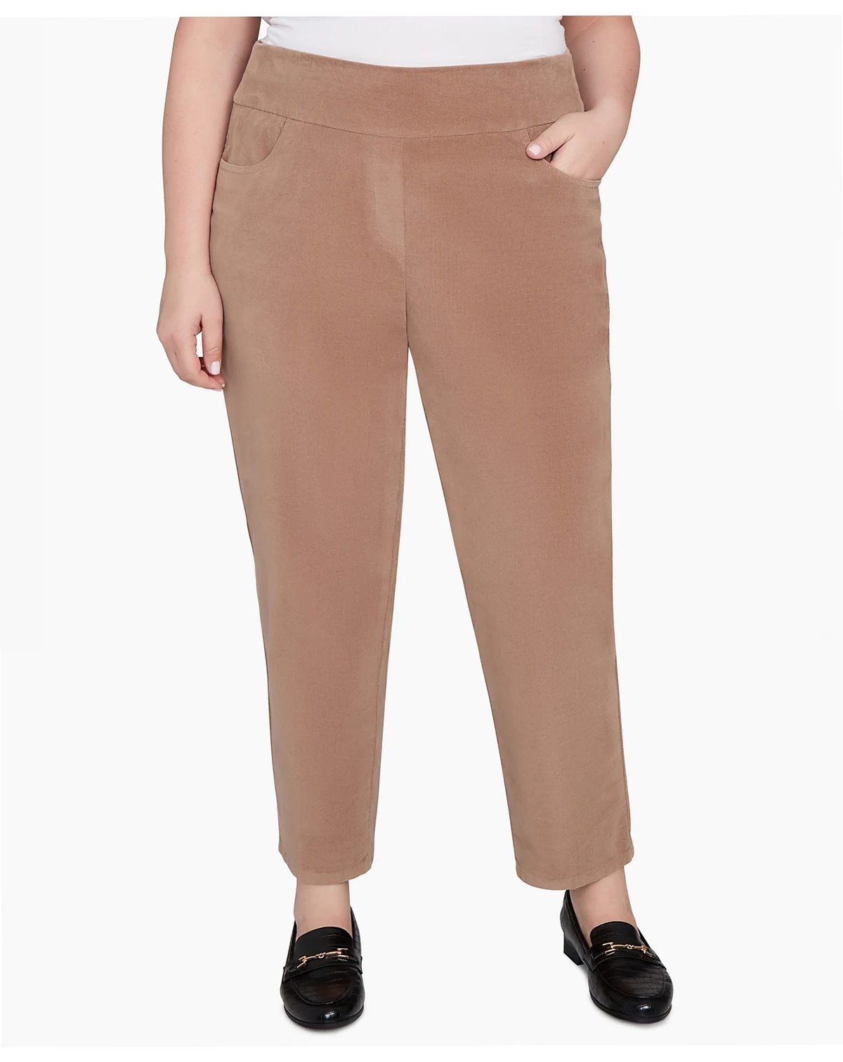 Plus Size Vienna Allure Fit Flat Front Corduroy Average Length Pant
