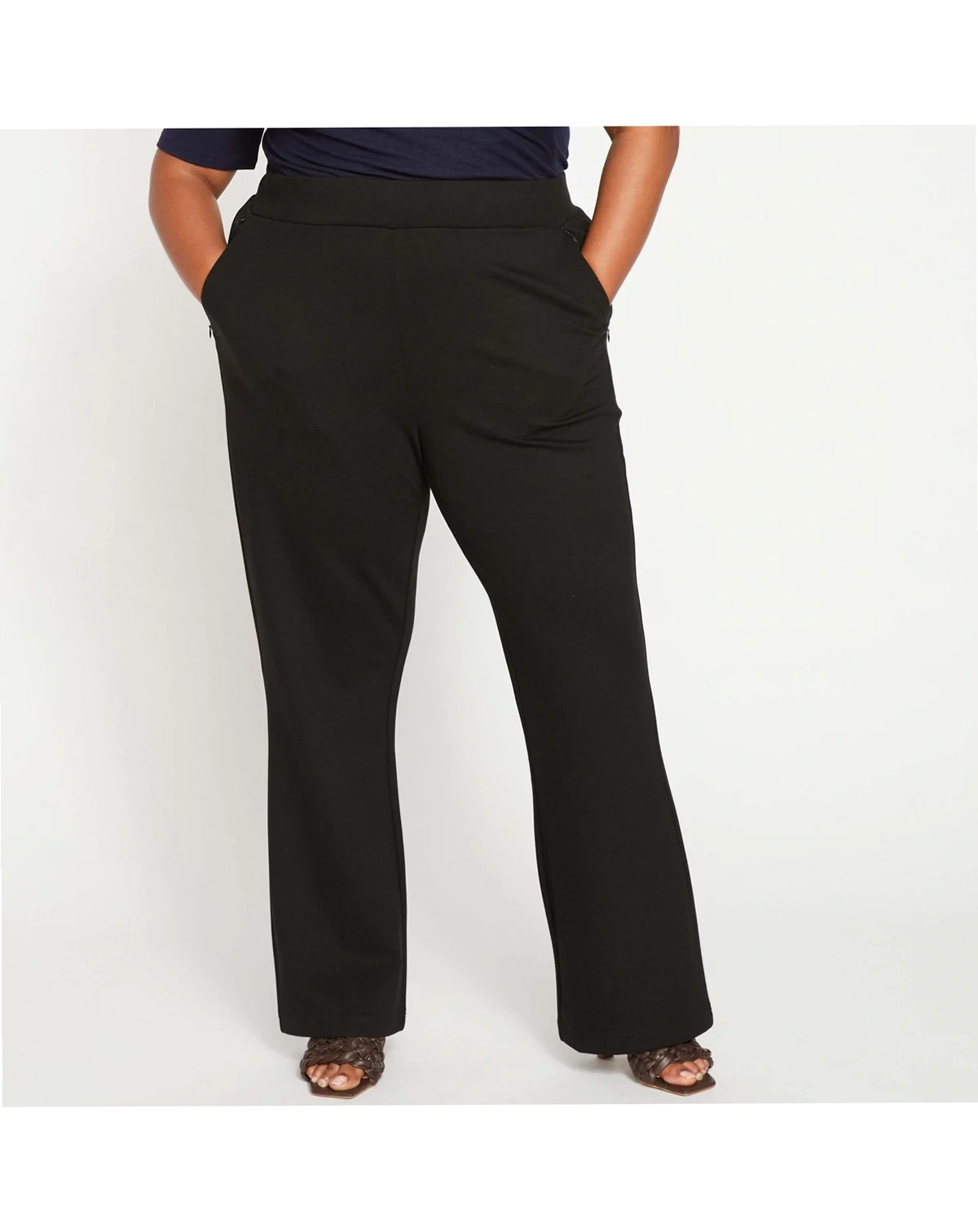 Plus Size Pull On Bootcut Ponte Pants