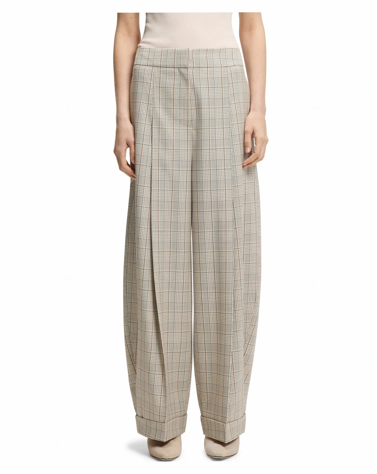 BOSS by Women's Stretch Wool Oversized-Fit Pants