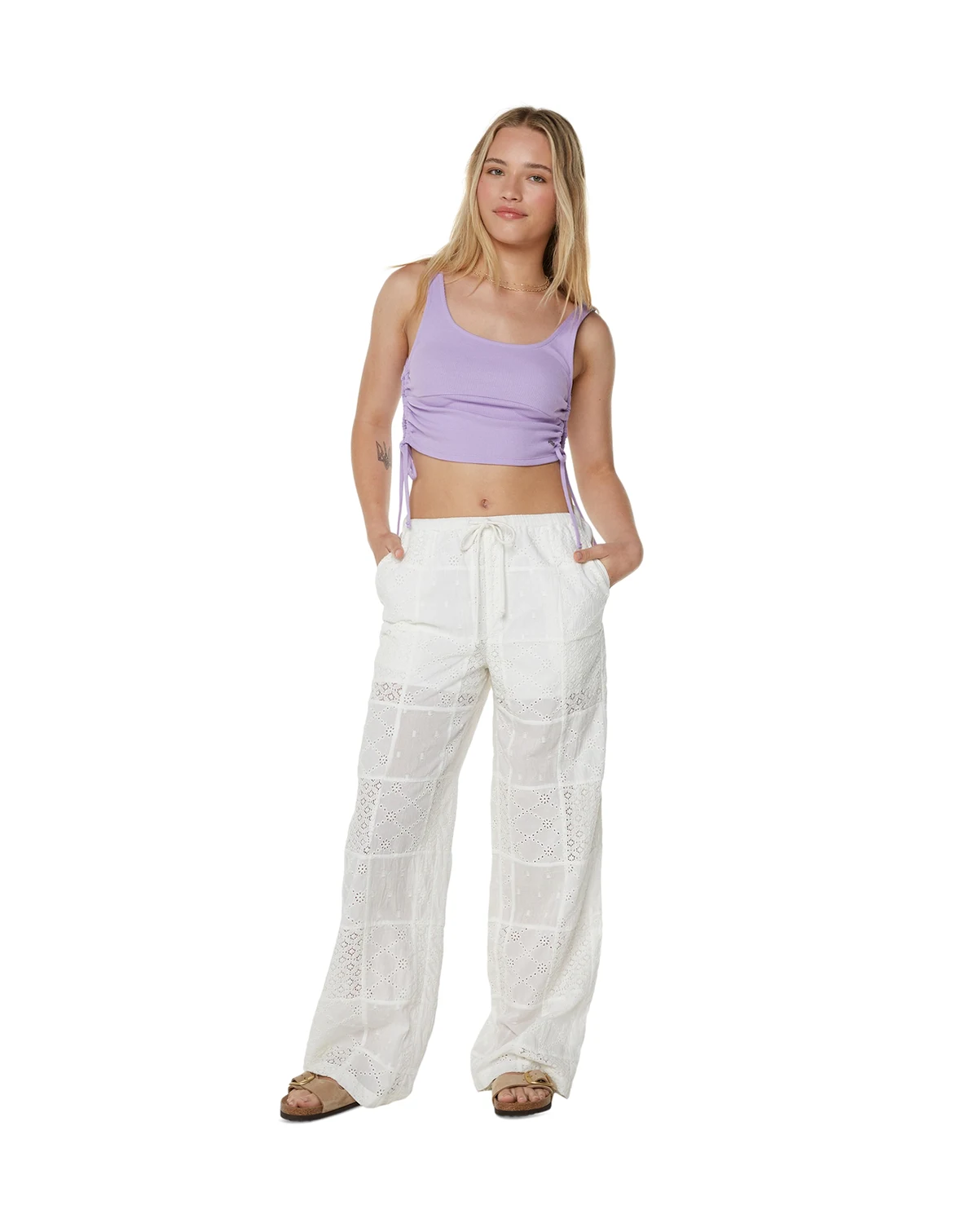 Juniors' Precious Patchwork Cotton Eyelet Pants